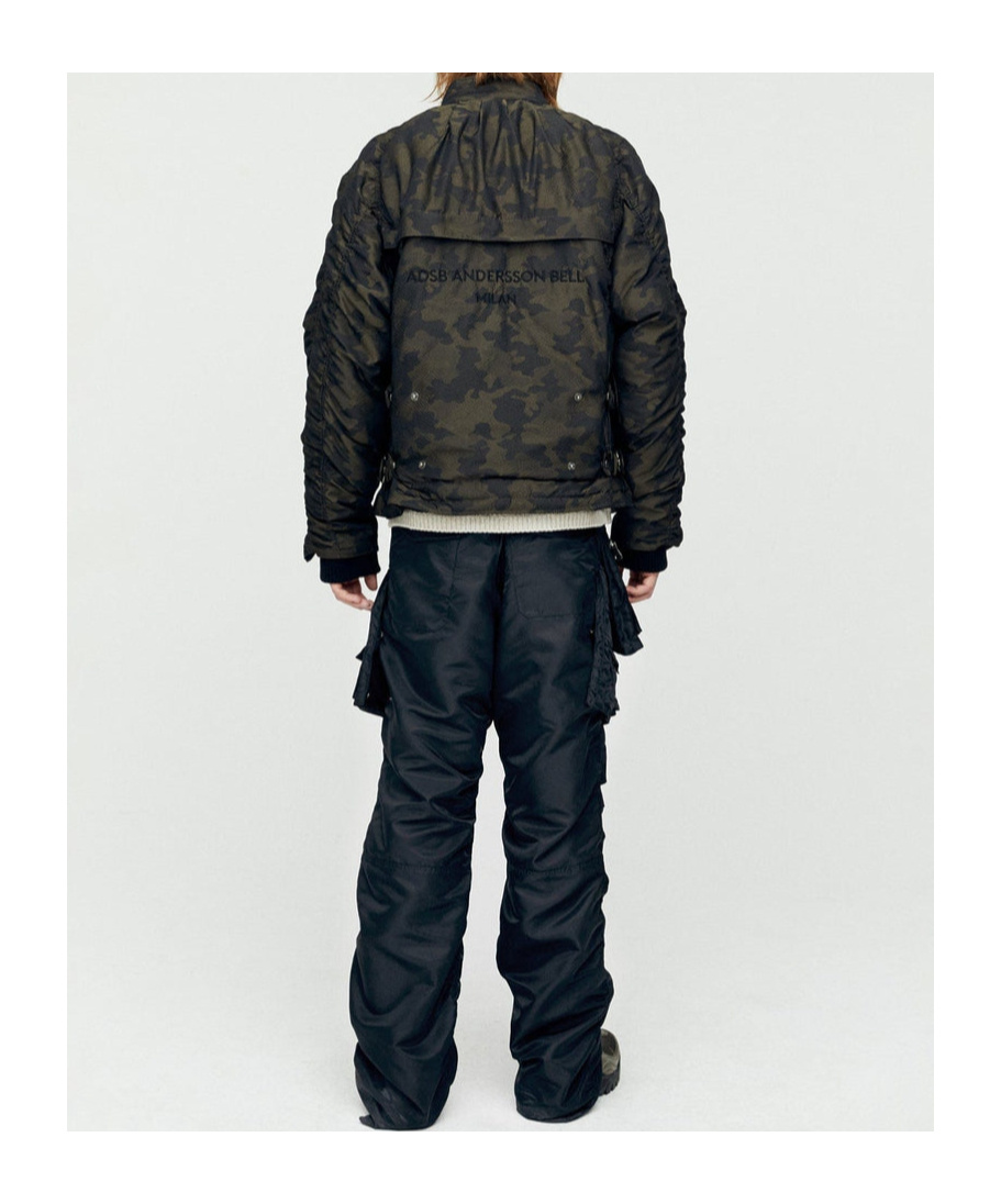 Andersson Bell Green Camouflage Lace-up Padded Jacket In Black