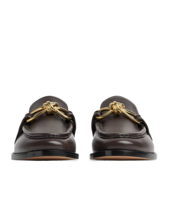Bottega Veneta Astaire Leather Loafers Gold Detail In Black