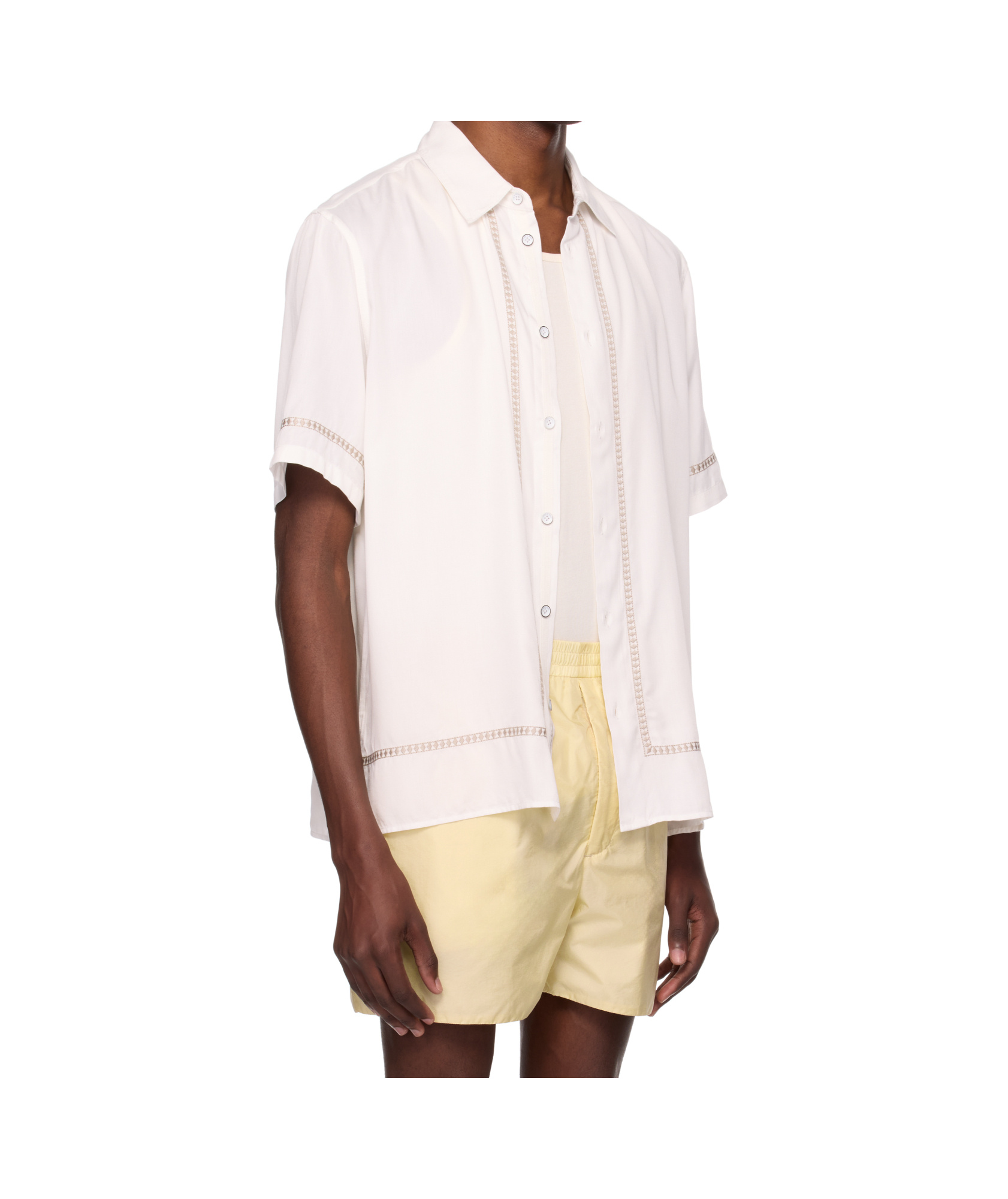 Rag & Bone Lapel Short-sleeved Shirt In White