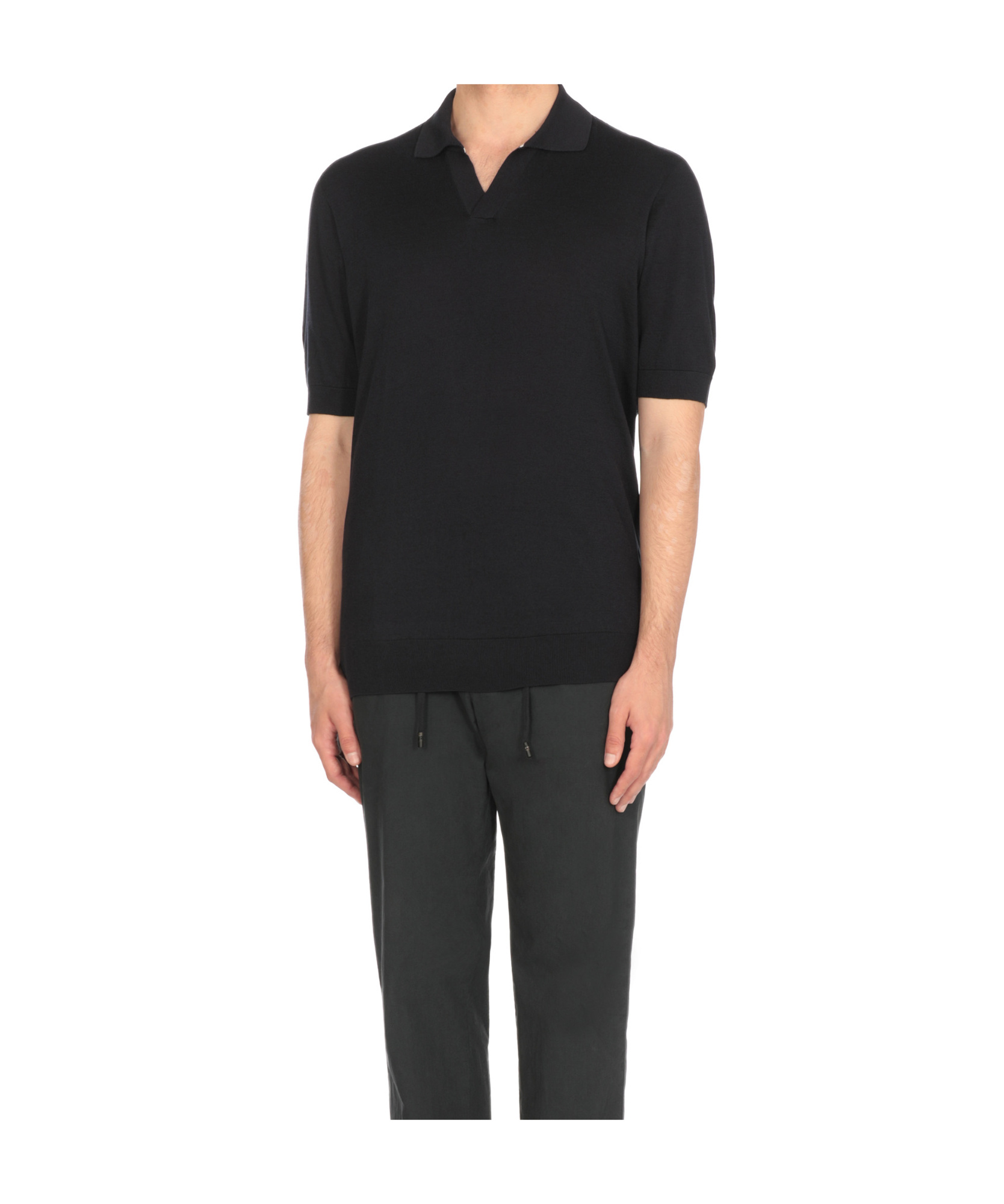 Peserico Cotton And Silk Polo Shirt In Blue