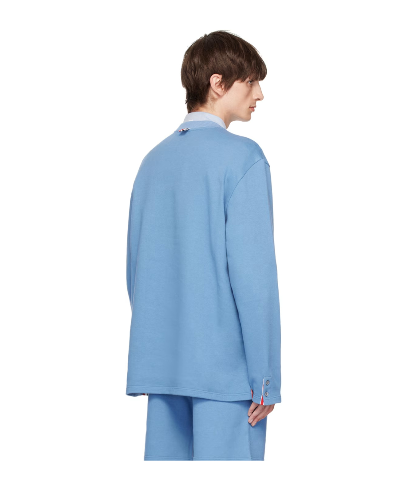 Thom Browne Man Sweatshirt Light Blue Size 5 Cotton In Blue