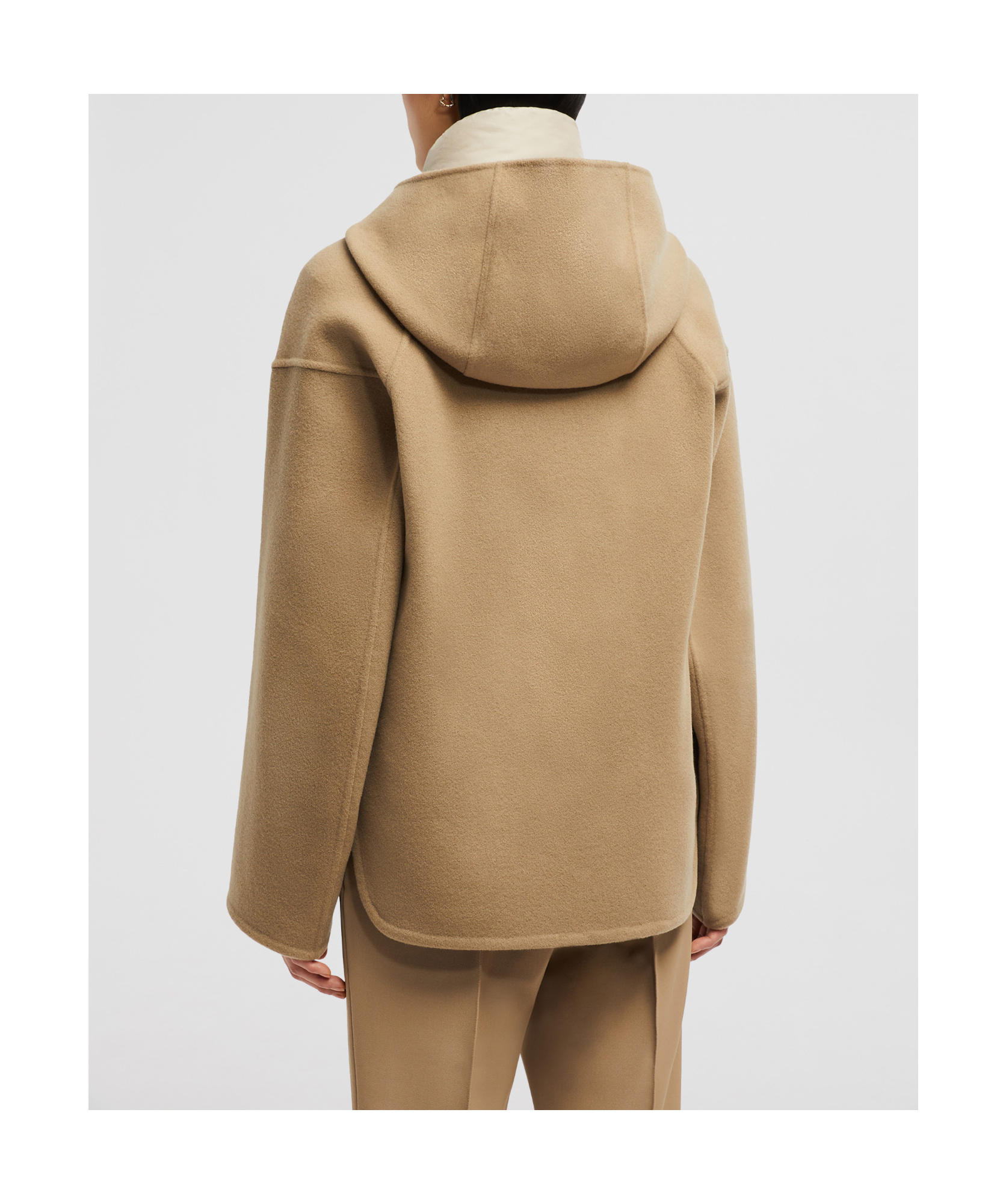 Moncler Long-sleeved Wool And Cashmere Three-in-one Down Jacket In Nude