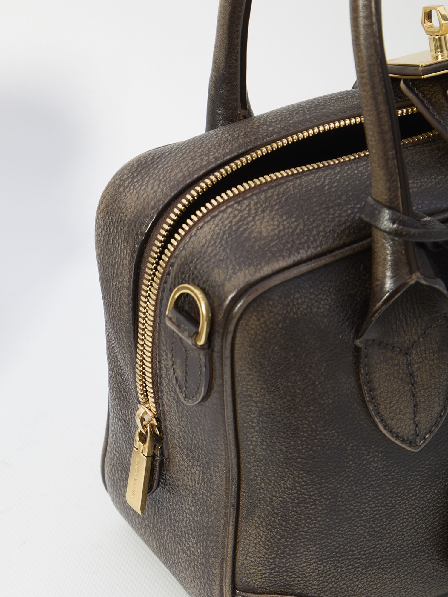 Golden Goose Vintage Leather Tote Bag With Adjustable Strap In Brown
