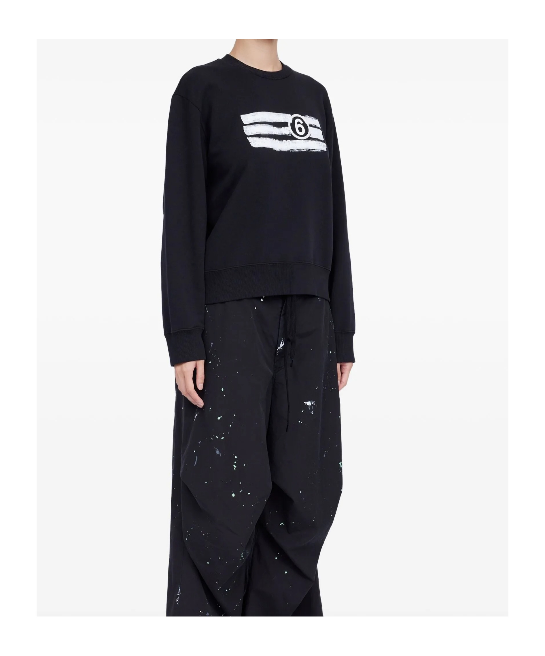 Shop Mm6 Maison Margiela Jersey Sweatshirt In Black