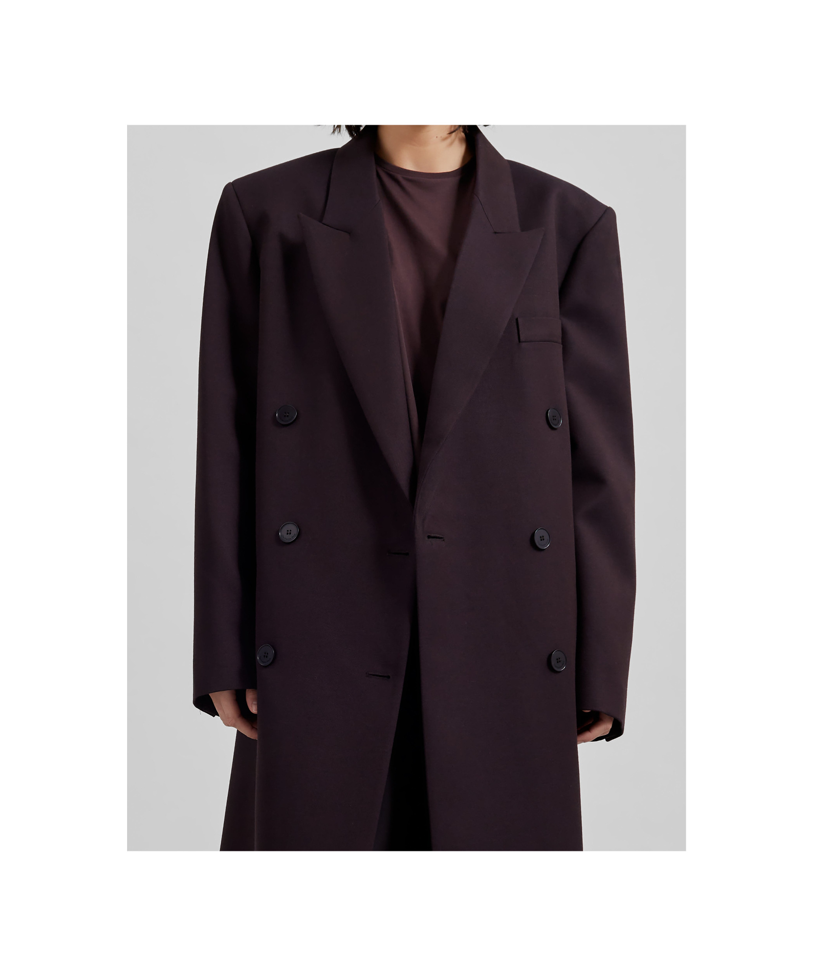 Shop The Frankie Shop Jane Long Coat - Dark Plum