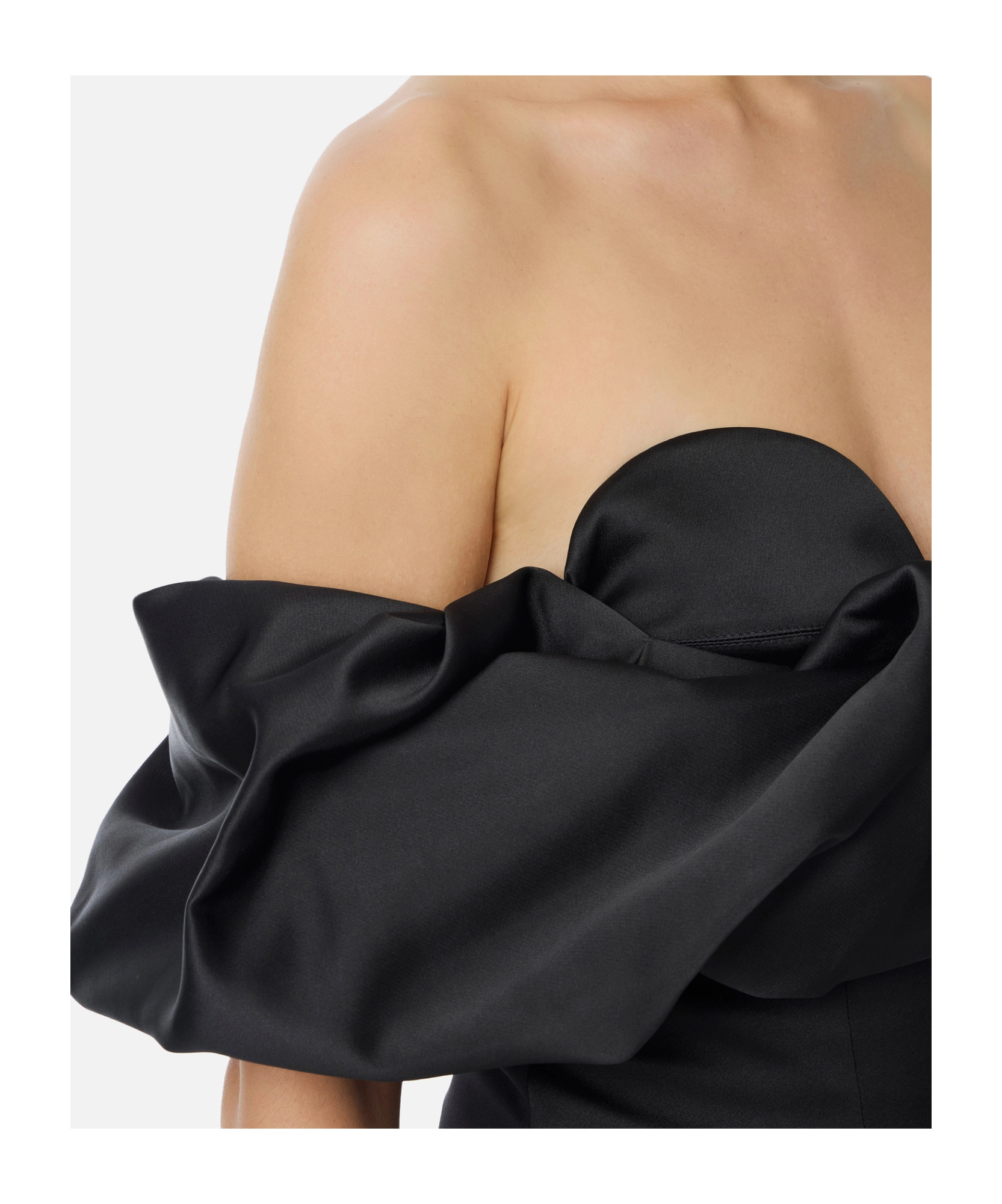 Elisabetta Franchi Dress In Duchess Satin With 3d Neckline In Black