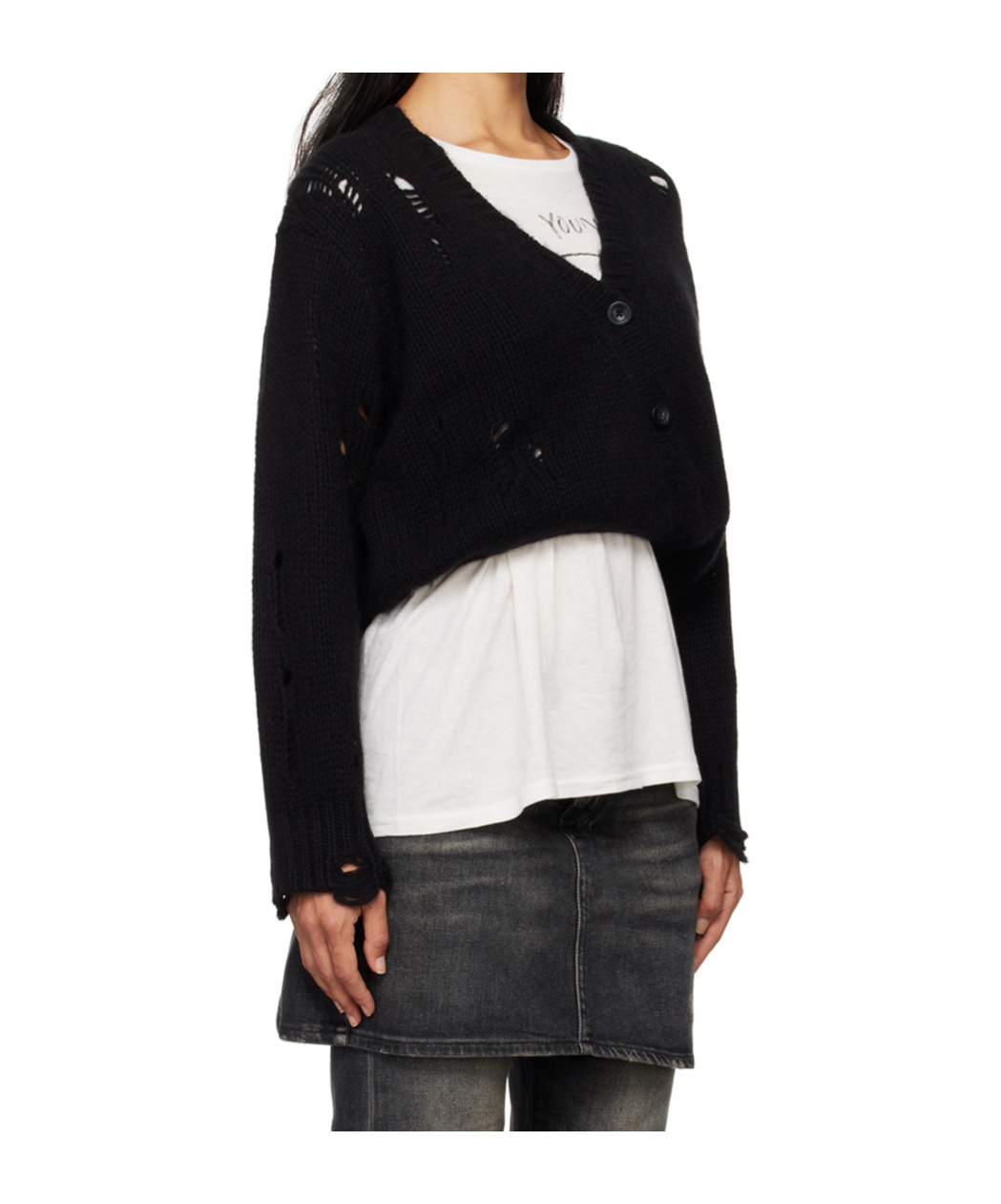 R13 Crossover Knitted Cardigan In Black