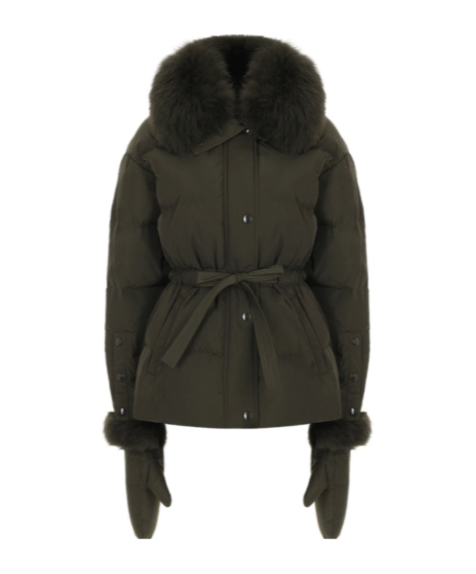 Yves Salomon Long Sleeve Cotton Coat In Gray