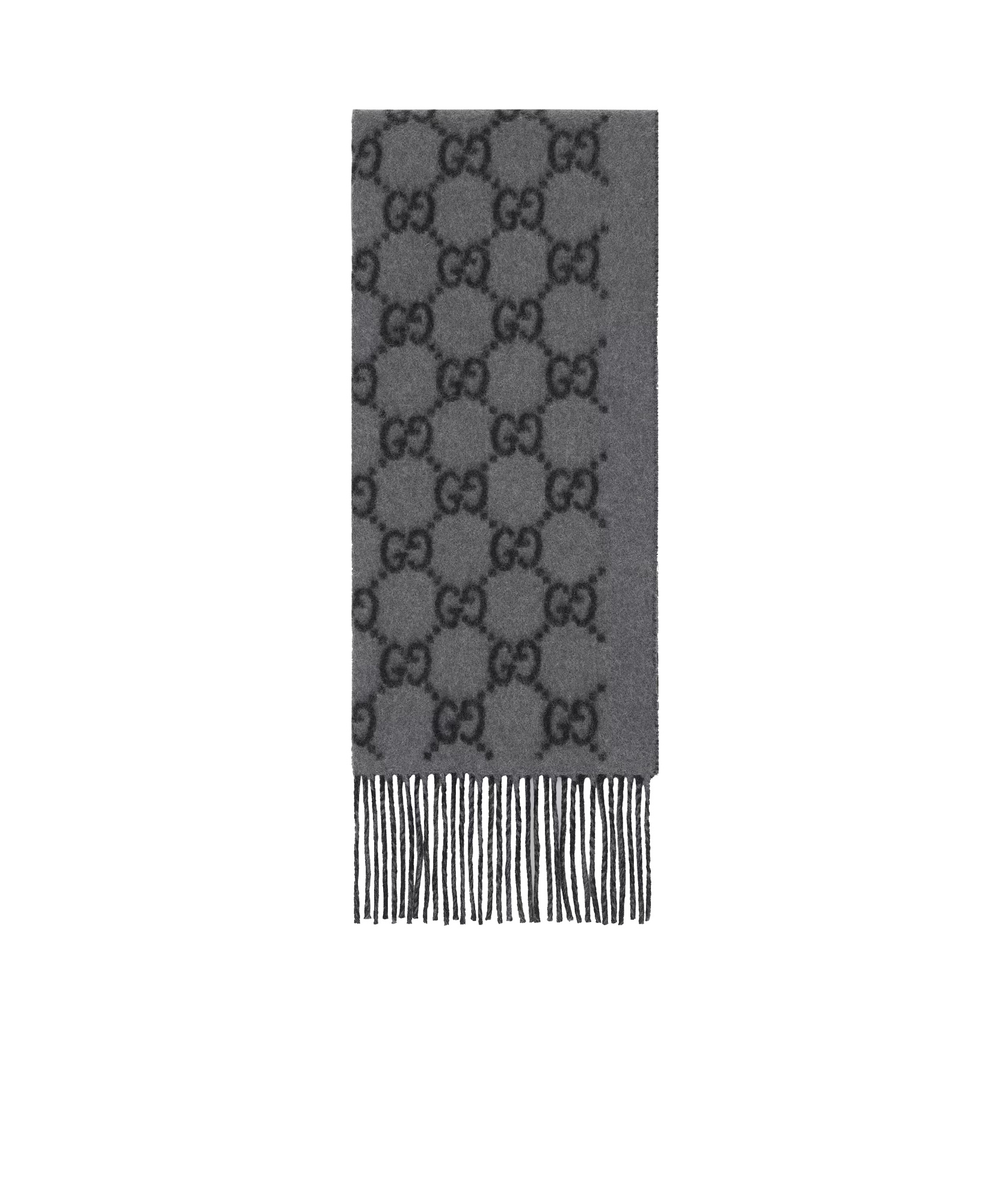 Gucci Grey And Black New Canvy Cashmere Scarf In Black