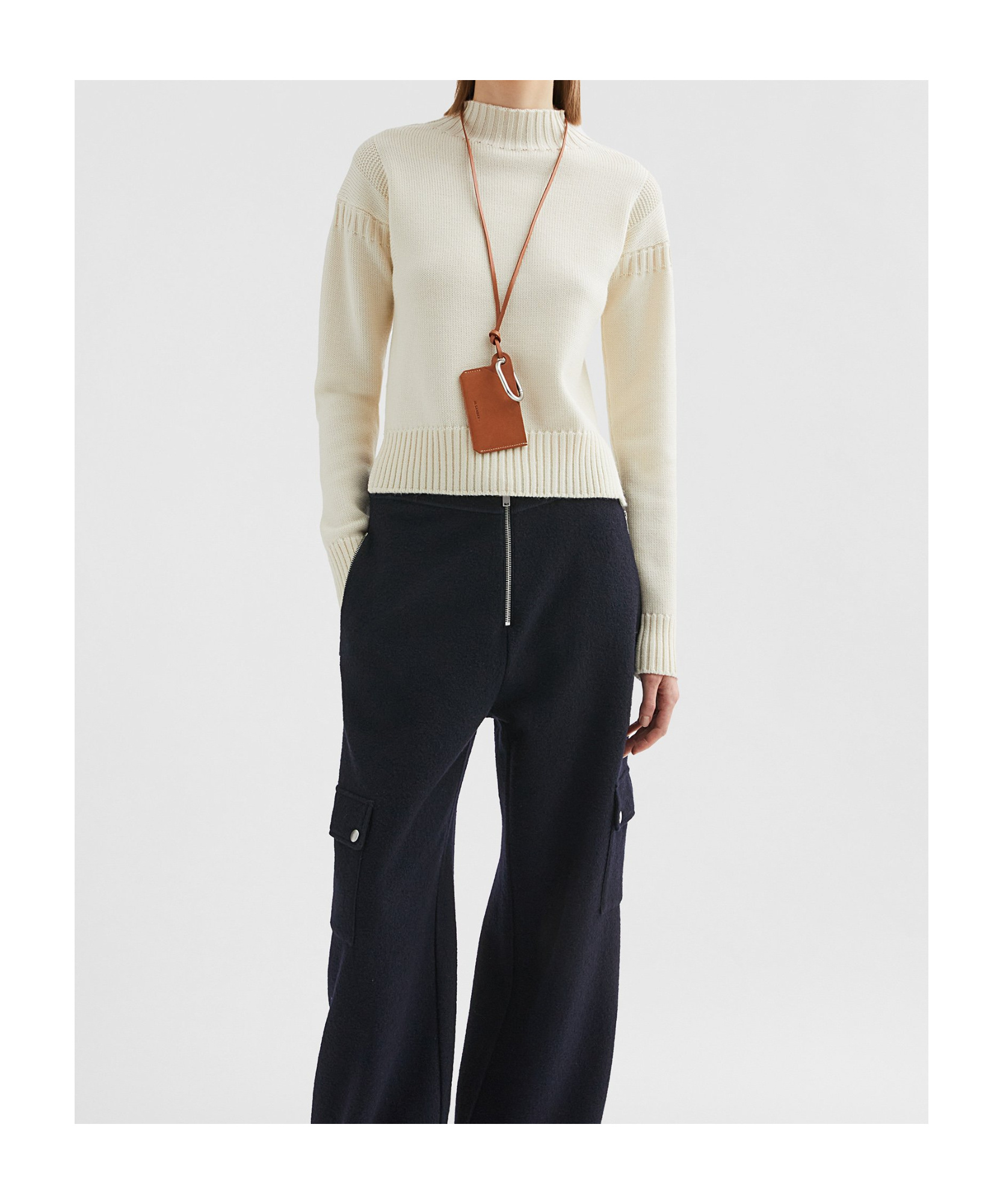 Jil Sander Wool Mock-neck Sweater In White