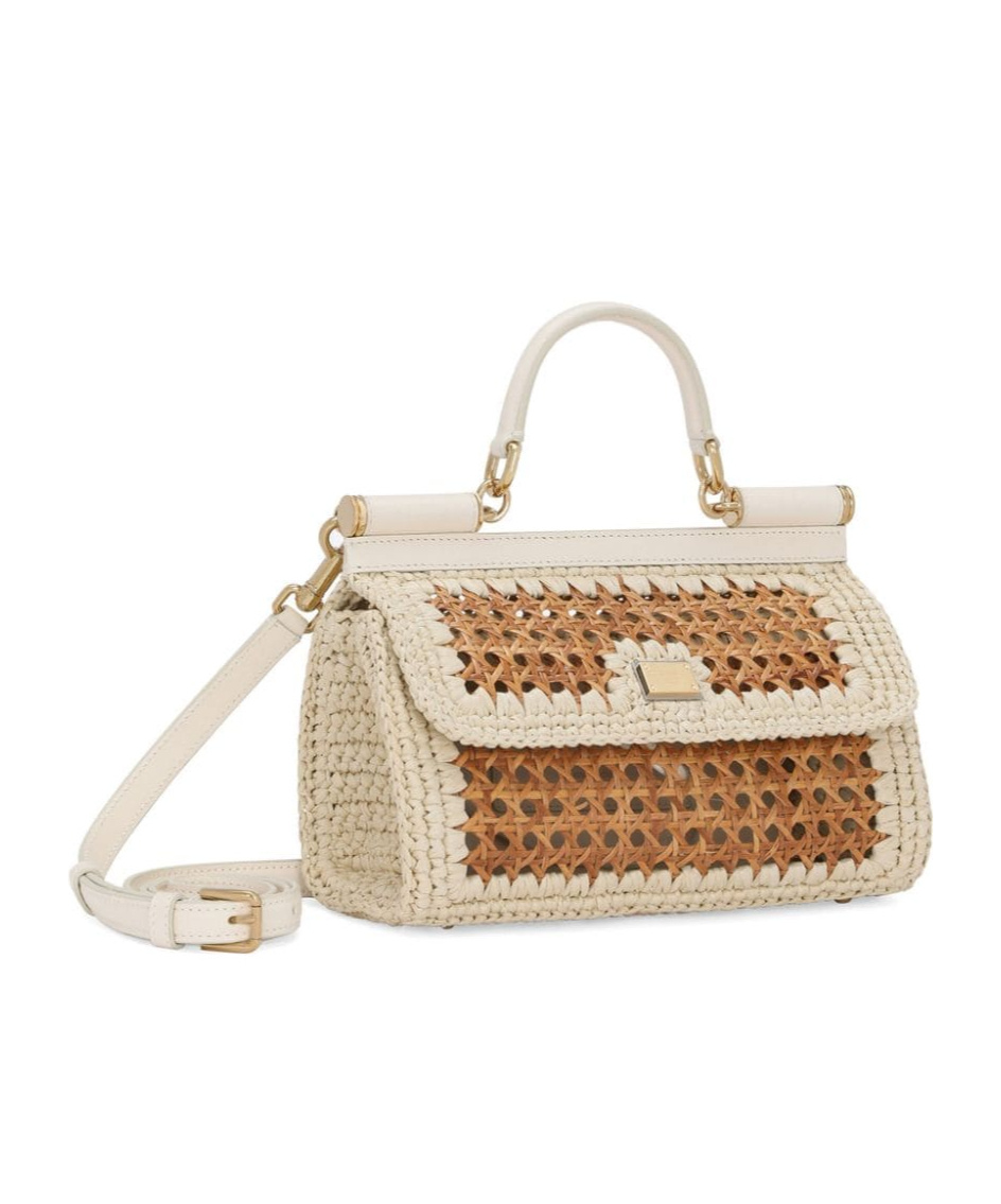 Dolce & Gabbana Sicily Cotton-blend Bag In Nude