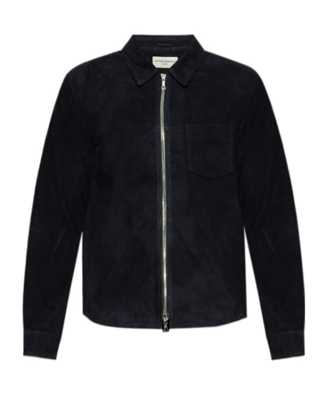 Shop Officine Generale Suede Jacket In Black
