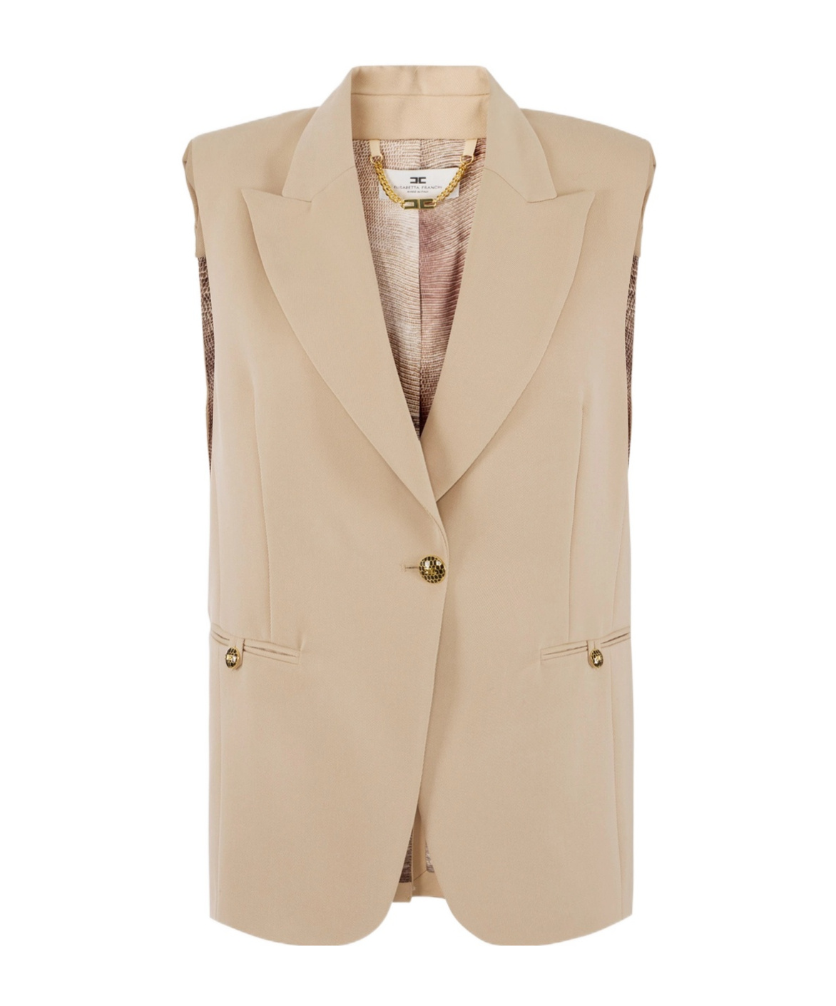 Elisabetta Franchi Embellished-button Sleeveless Waistcoat In Neutral