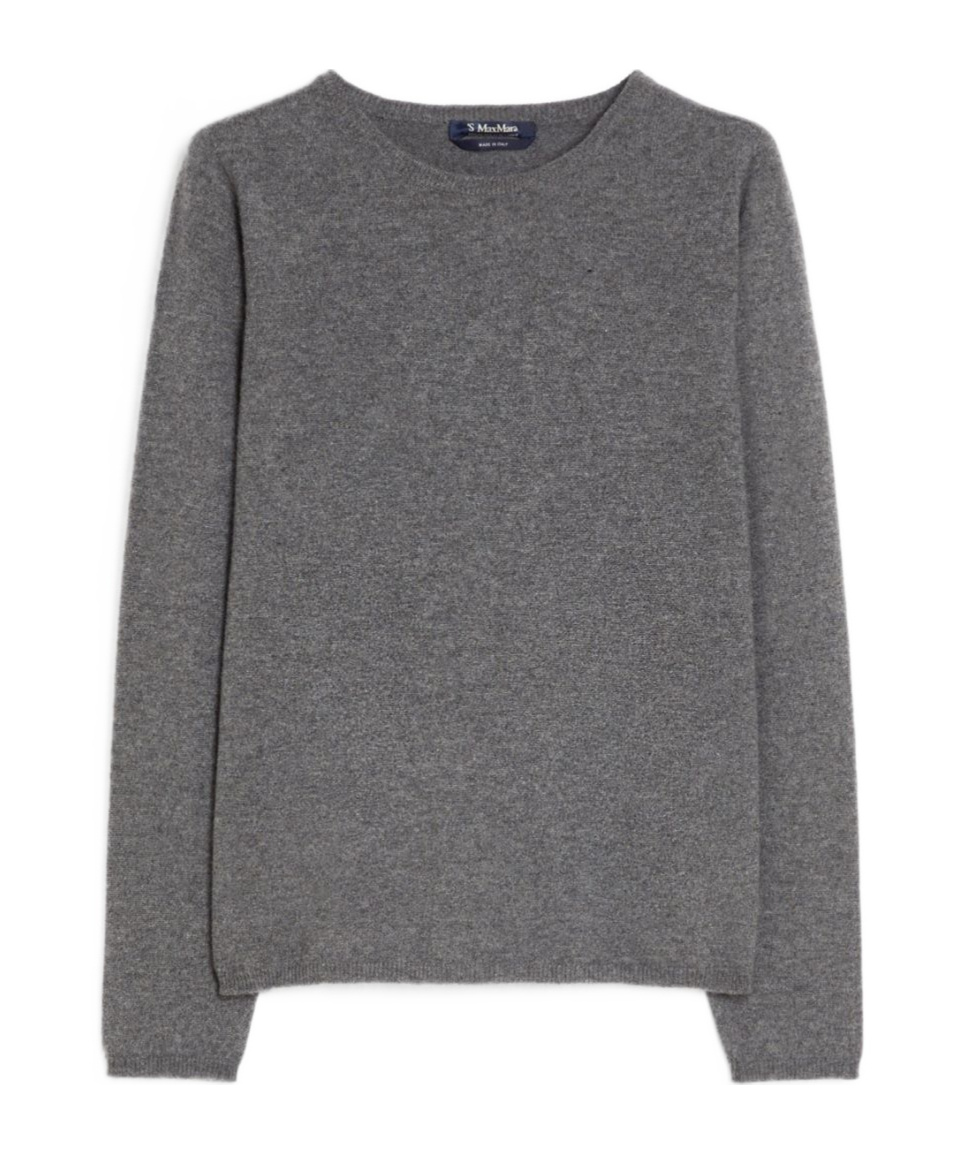 Max Mara Relaxed Fit Grey Sweater With Ribbed Details In Gray