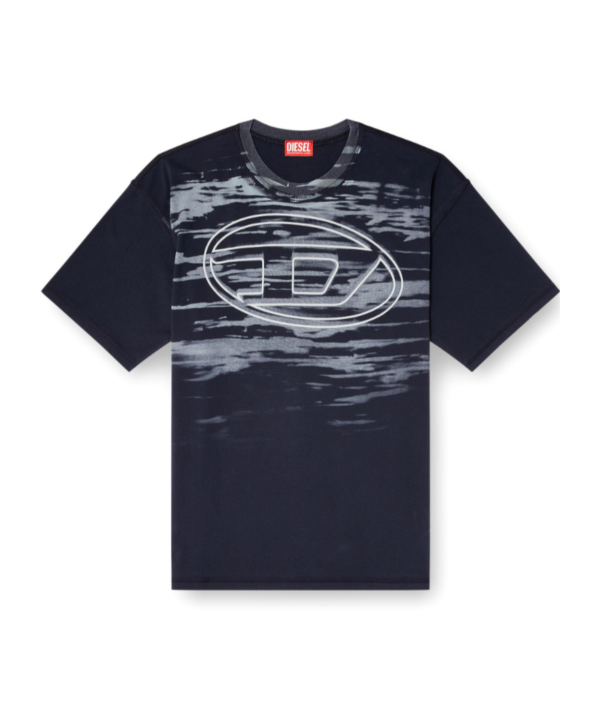 Diesel Cotton T-shirt With Oval D Print In Blue