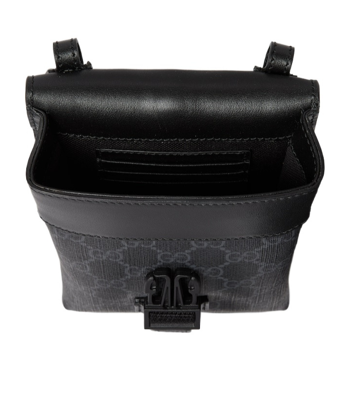 Gucci Super Mini Gg Messenger Bag In Black