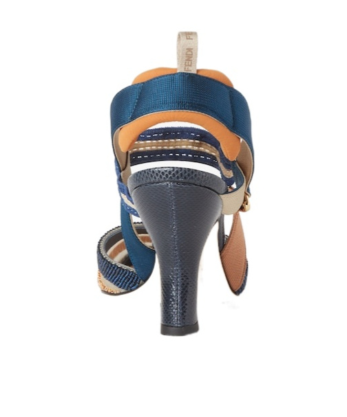Fendi Blue And Copper Mesh And Beaded High-heeled Slingbacks In Multi