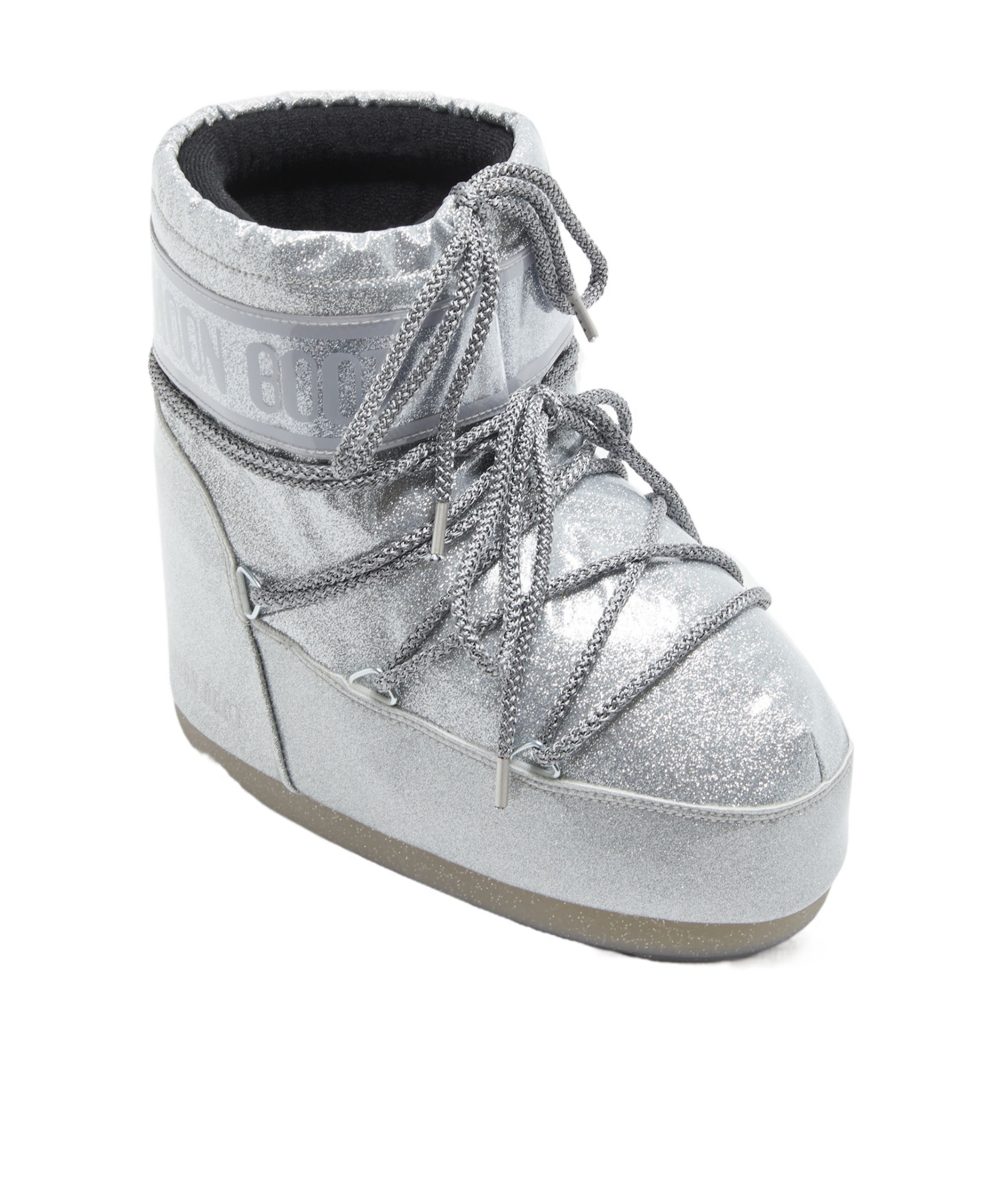 Shop Moon Boot Icon Low Glitter Lace-up Boots In Gray