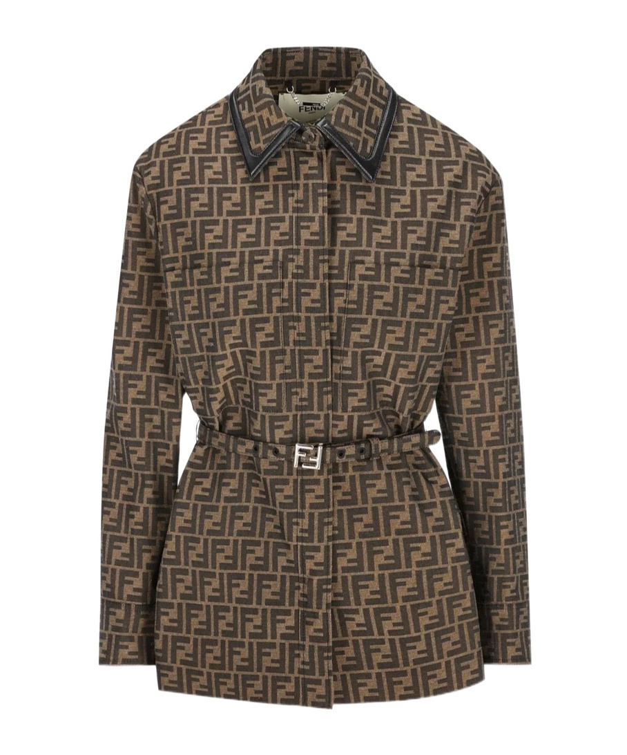 Fendi Embroidered Canvas Shirt In Green