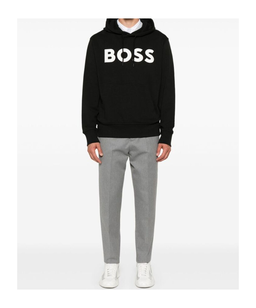 Shop Hugo Boss Logo-print Hoodie In Black