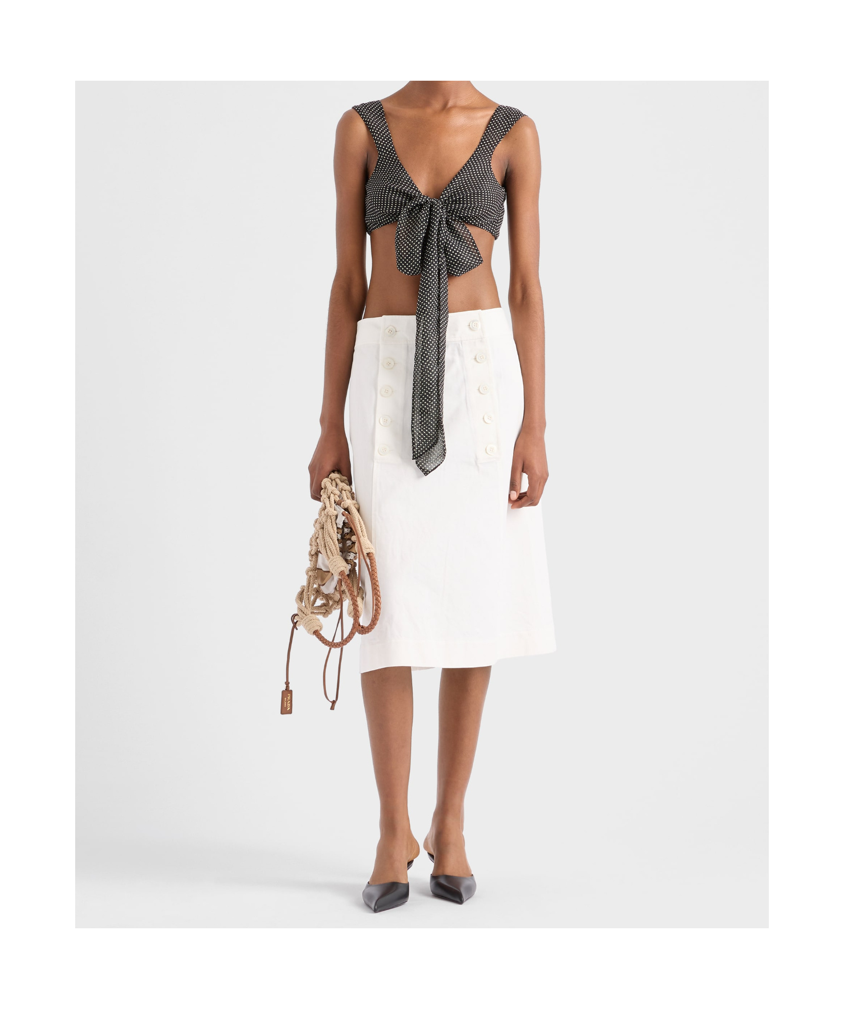 Prada Cotton Gabardine Skirt In White