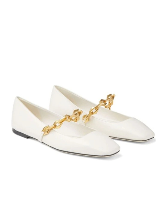 Jimmy Choo Embossed Lizard Leather Diamond Tilda In White
