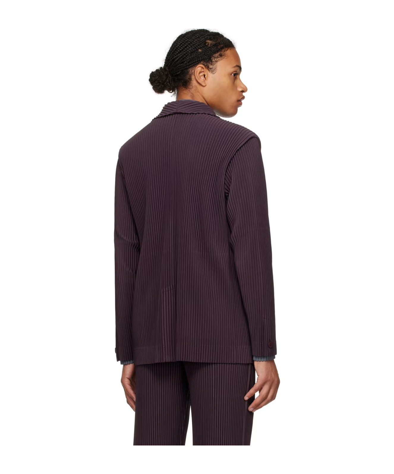 ISSEY MIYAKE NOTCHED-LAPELS PLEATED BLAZER