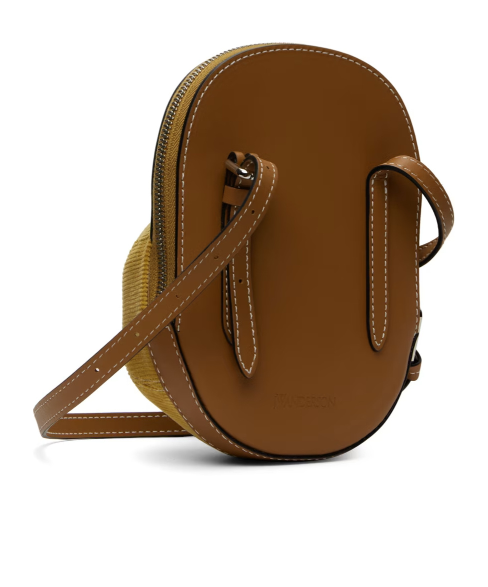 Jw Anderson Baseball Cap Motif Zipped Shoulder Bag In Brown