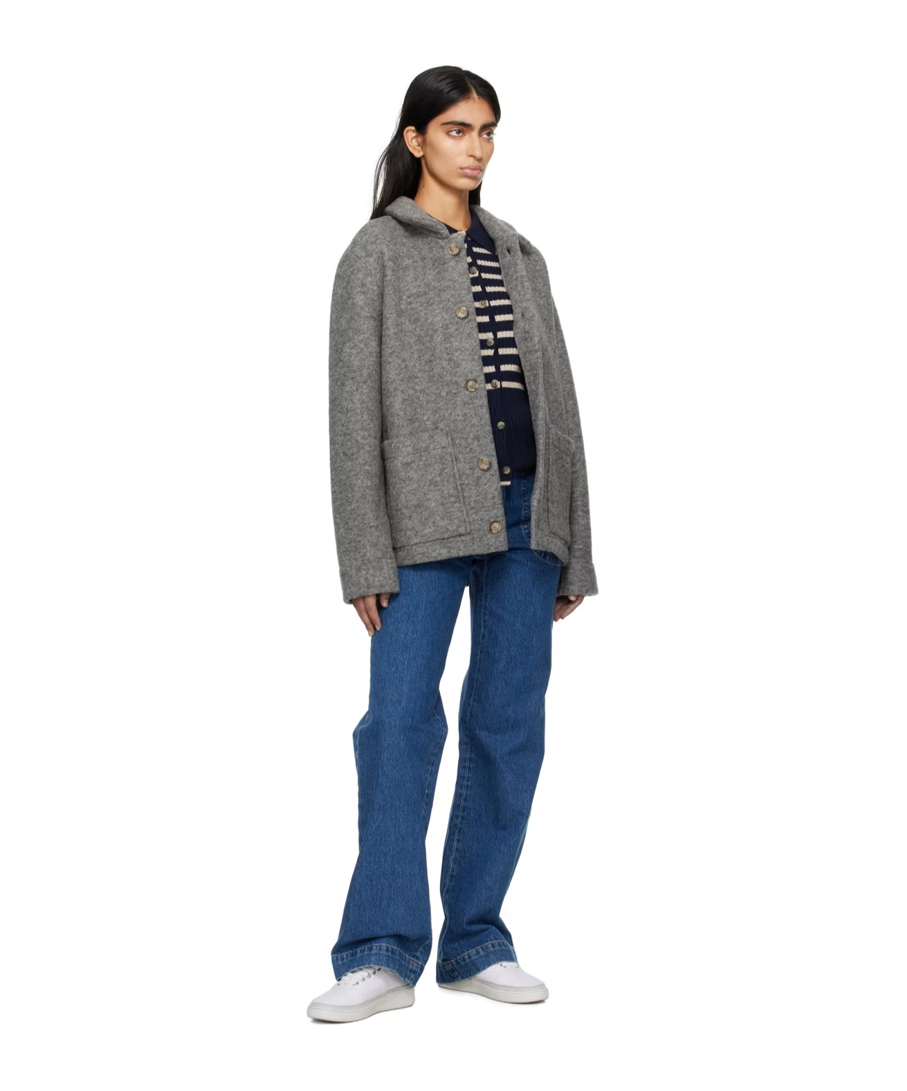 Apc Casual Jacket With Buttons On Front In Gray