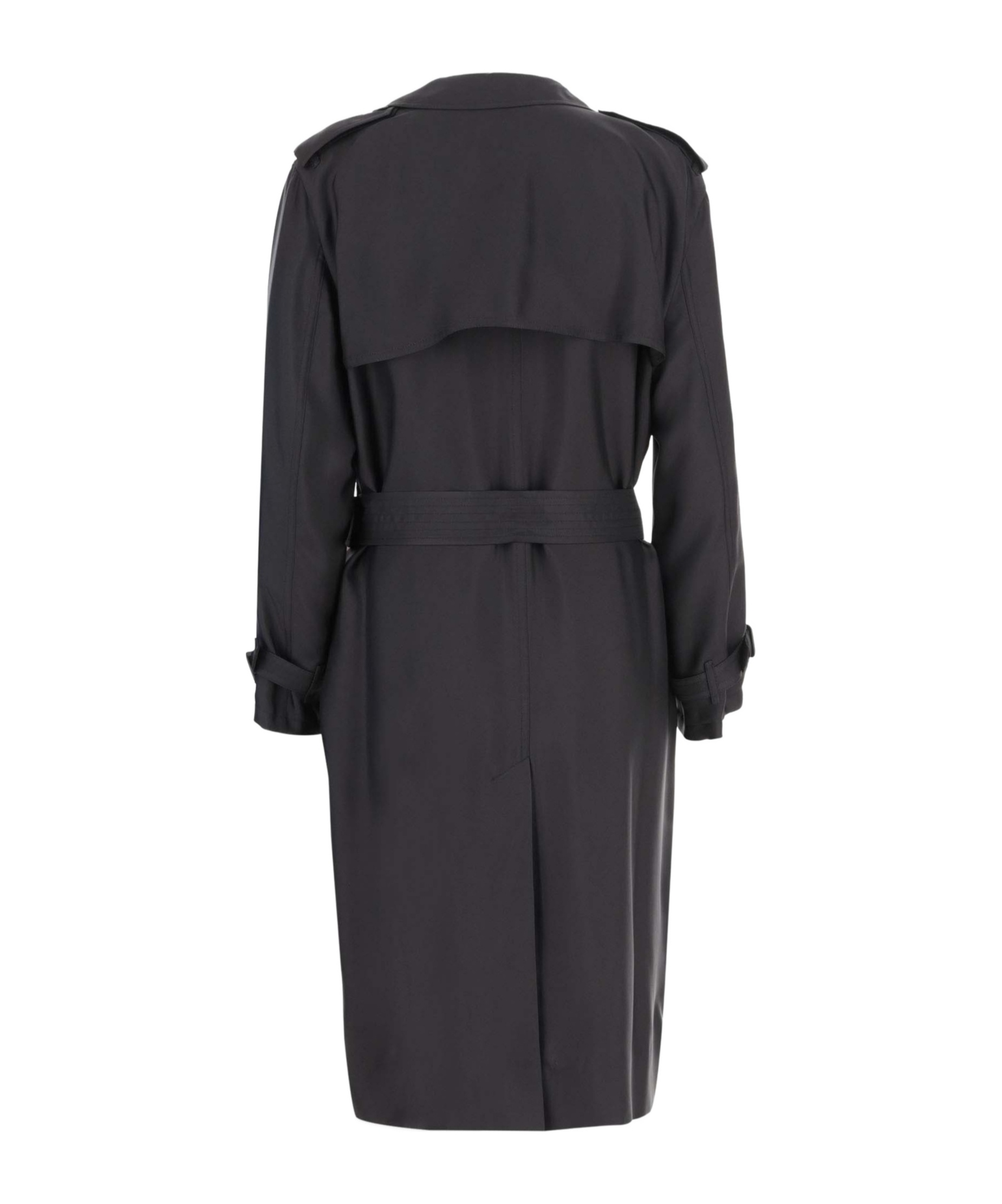 Saint Laurent Silk Trench Coat In Black
