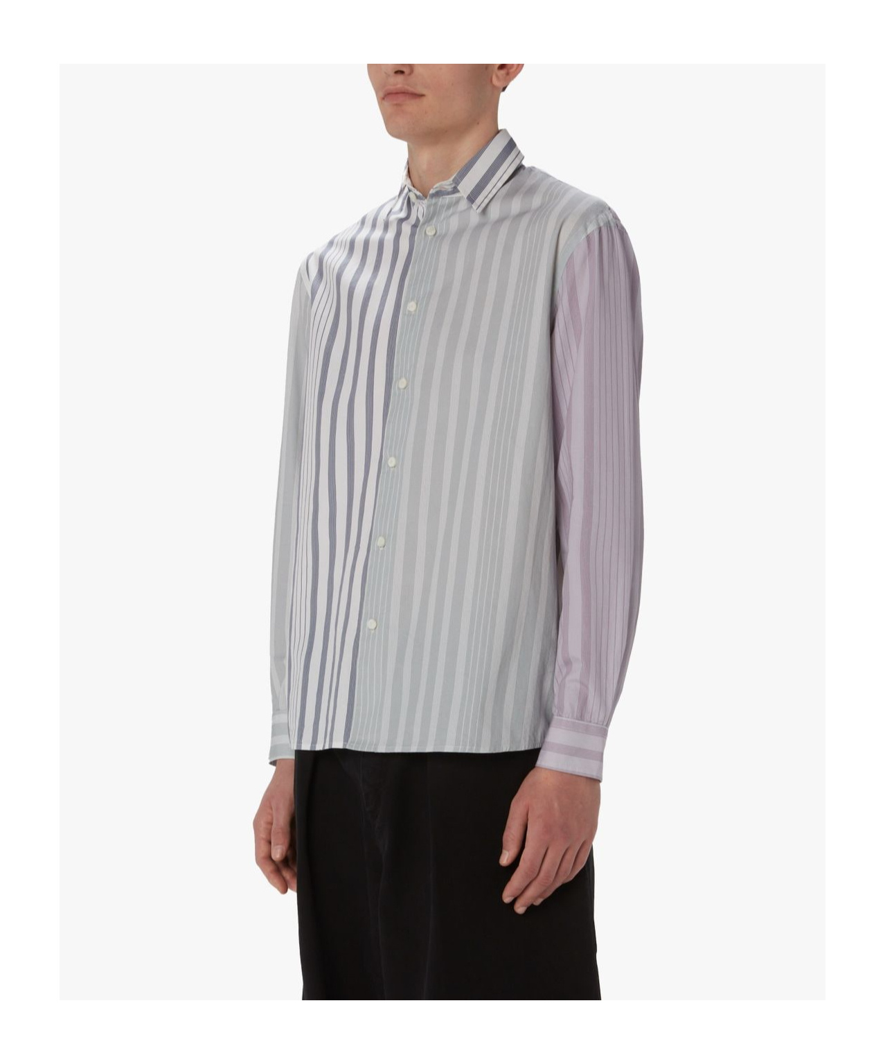 Jw Anderson Striped Pattern Button-down Collar Shirt In Gray