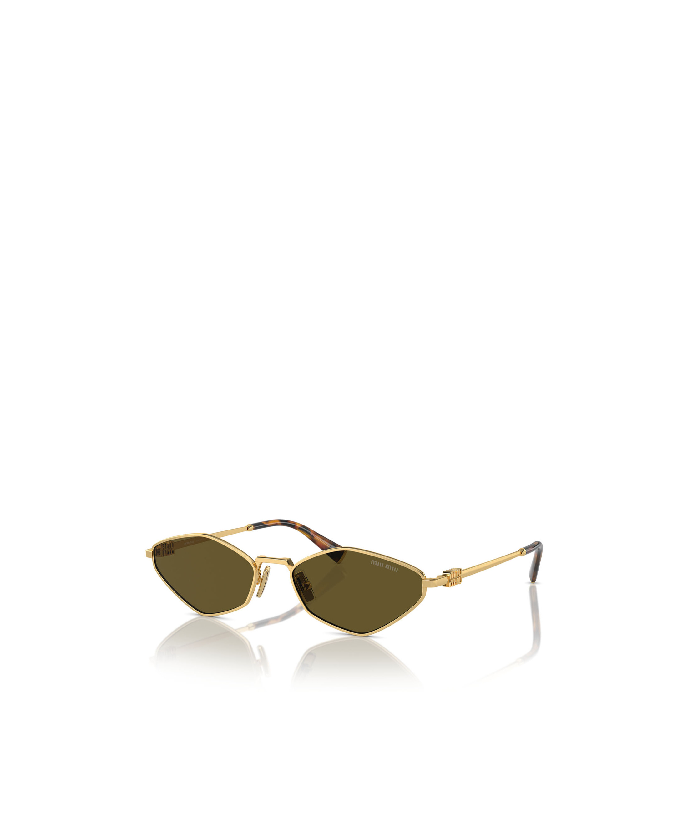 Miu Miu Womens Gold Mu 56zs Irregular-frame Metal Sunglasses In Green