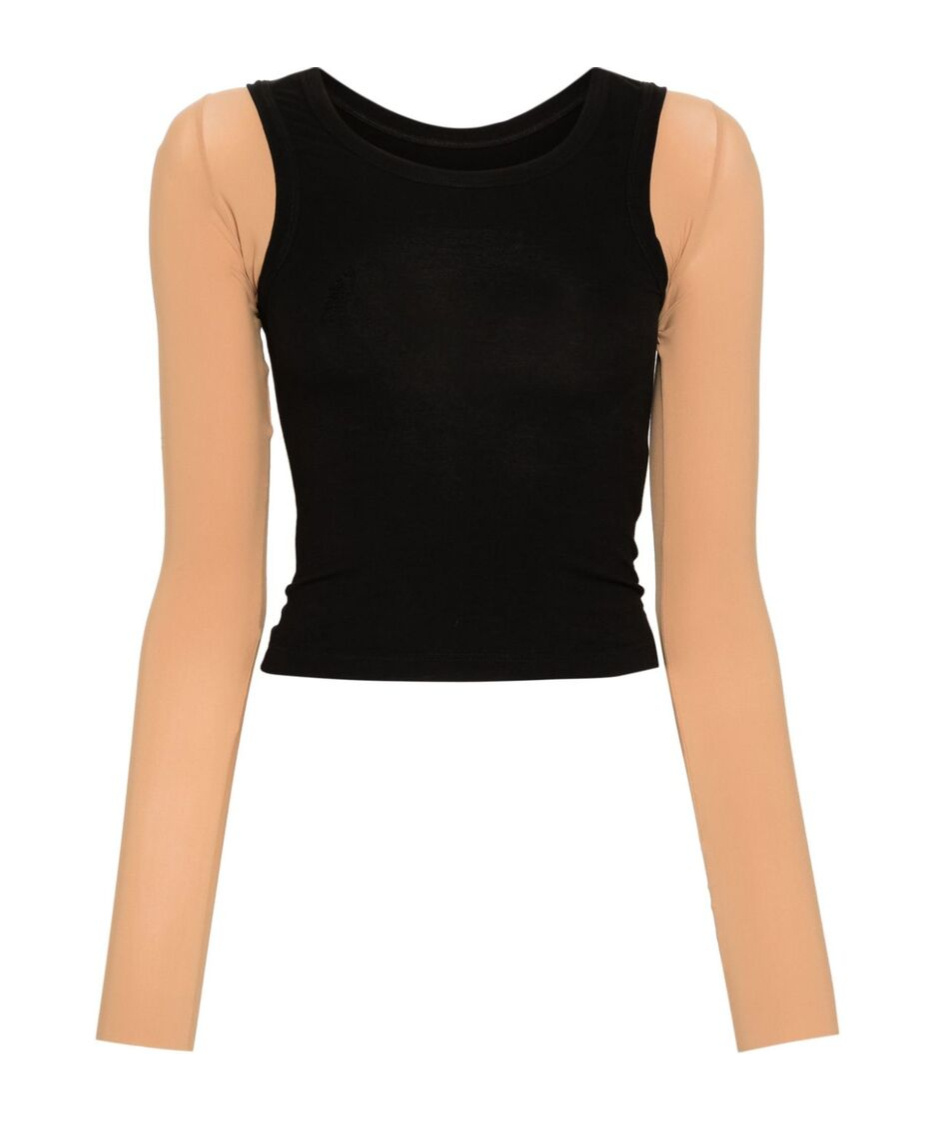 Mm6 Maison Margiela Numbers-motif Layered Top In Black
