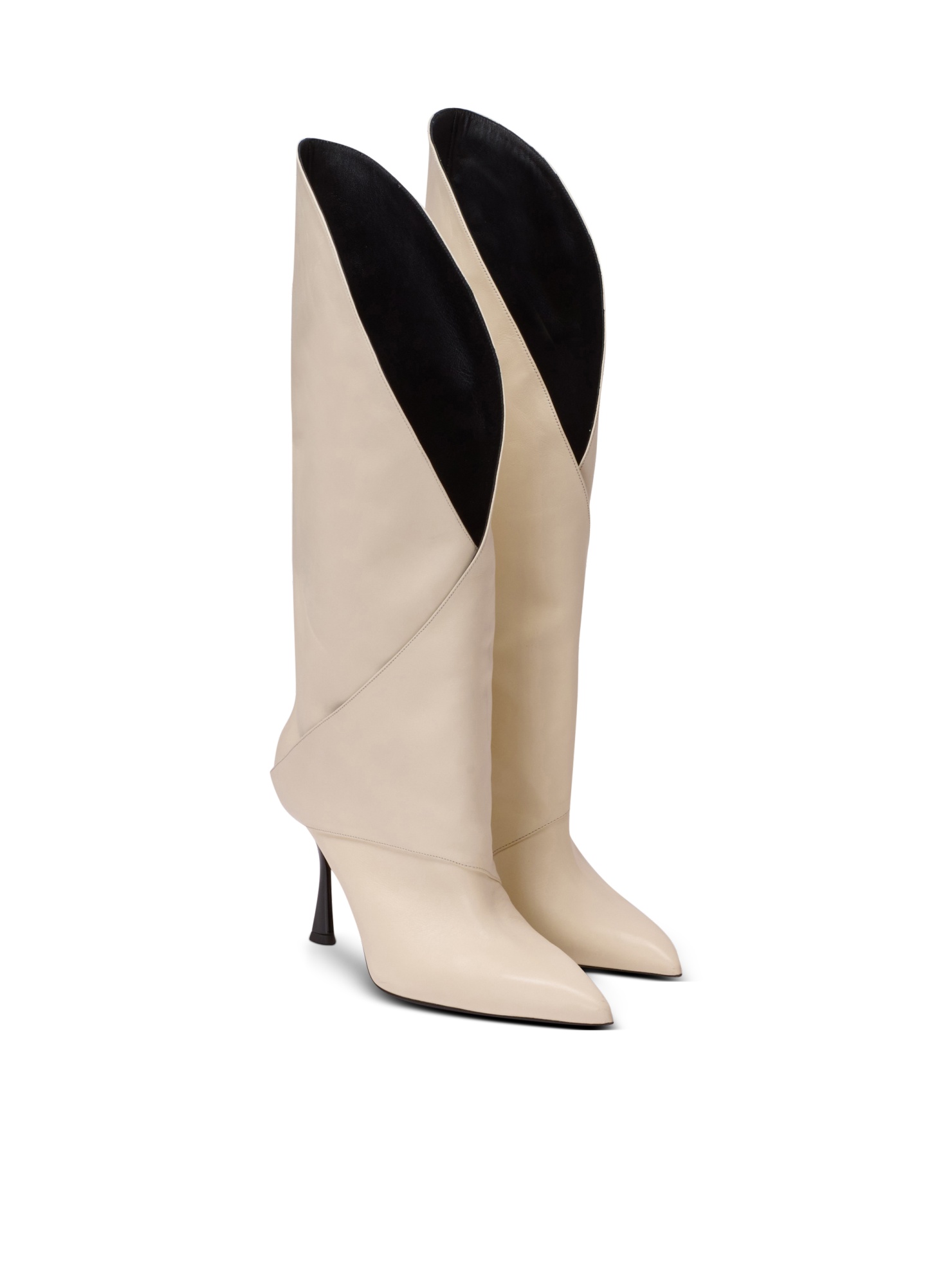 Balmain Twist Heeled Leather Boots In Neutral