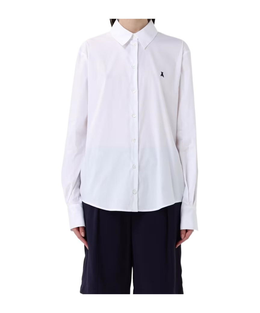 Patrizia Pepe Button-down Long-sleeved Shirt In White