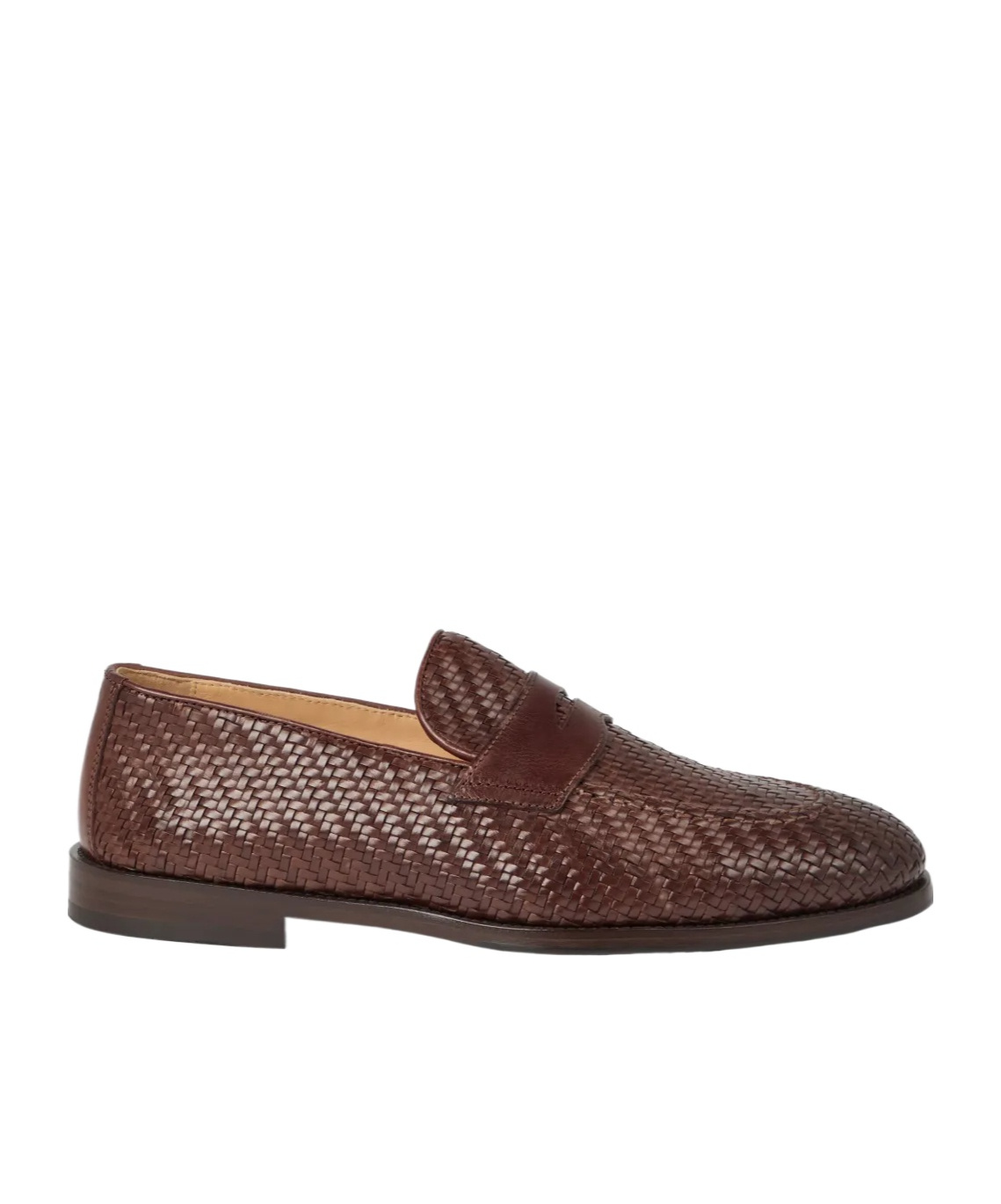 Brunello Cucinelli Leather Penny Loafers In Brown