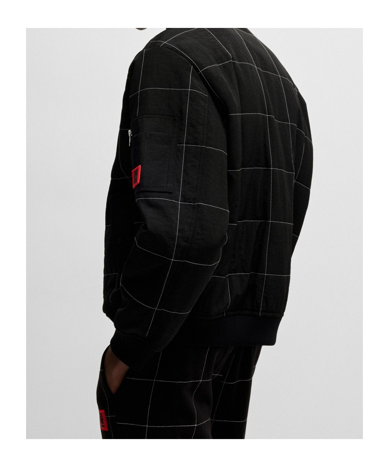 Hugo Boss X Rb Water-repellent Bomber Jacket With Grid Quilting In Black