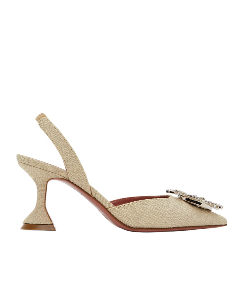 Amina Muaddi Begum Sling 70 Pointed High Heels In Nude