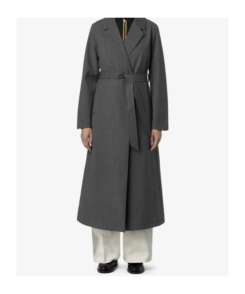 K-way Jorance Belted Coat In Gray