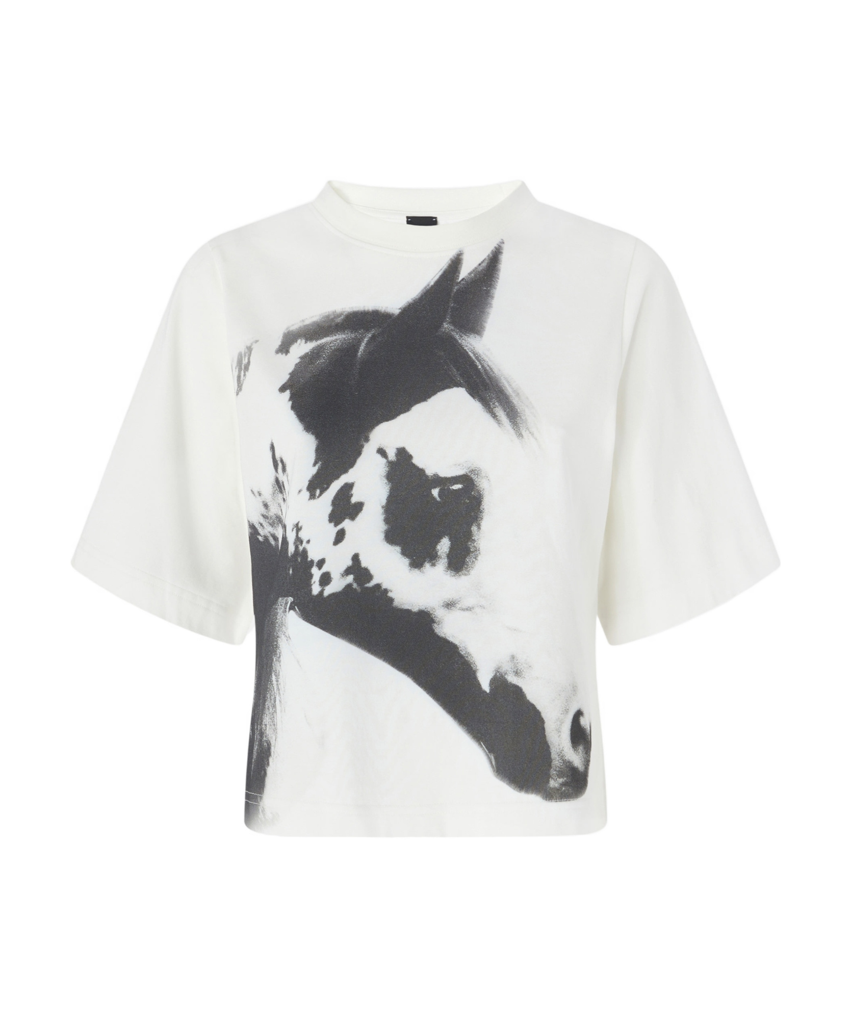Pinko Crew Neck Short Sleeves Graphic Print Top In Gray