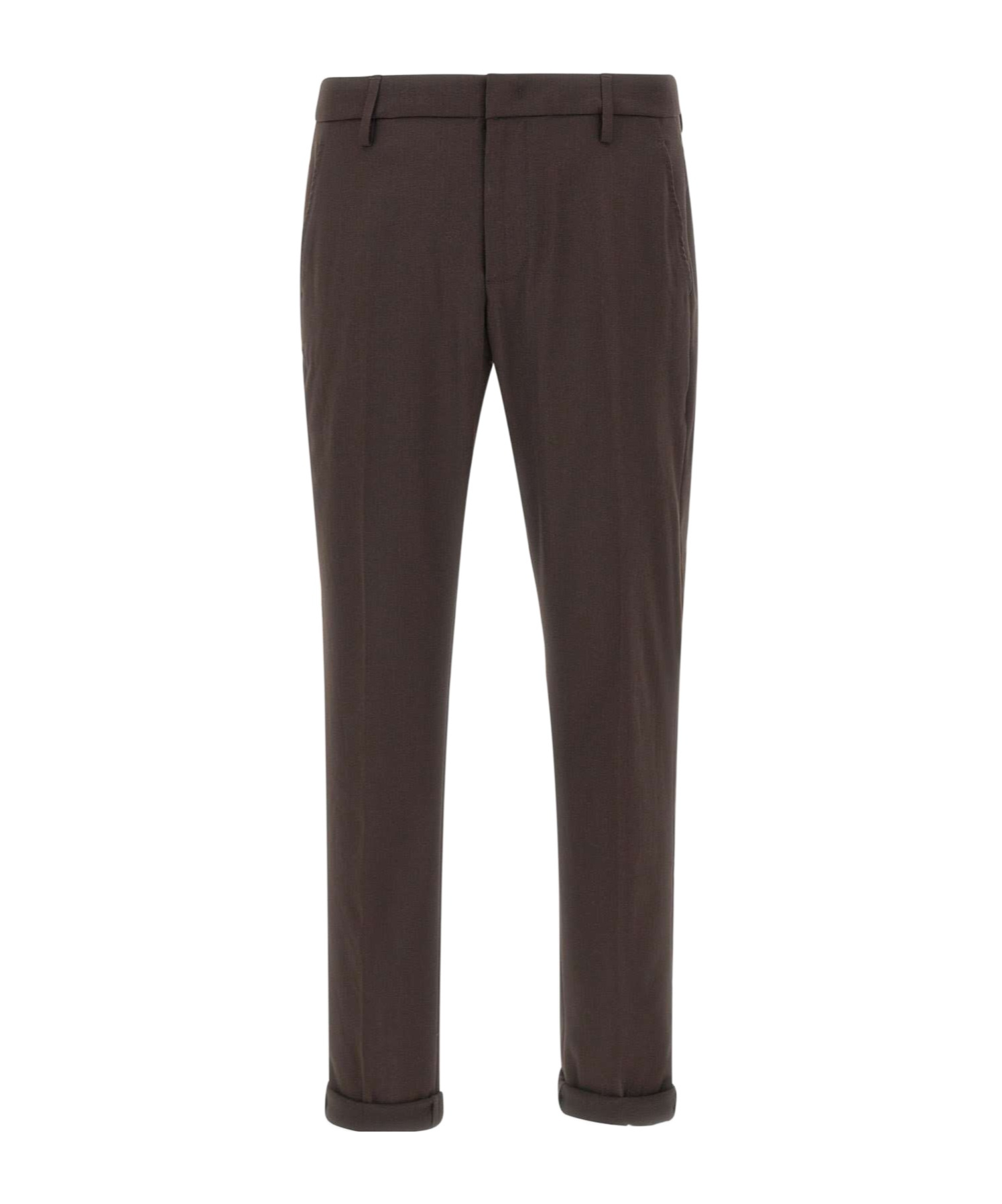 Dondup Buttoned Logo-detail Pants In Brown