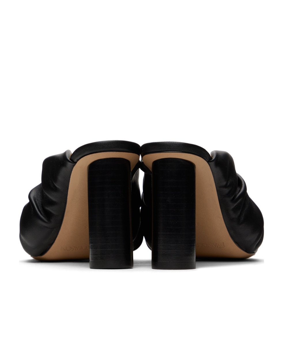 Jw Anderson Twisted Leather Mules Heel 8 Cm In Black