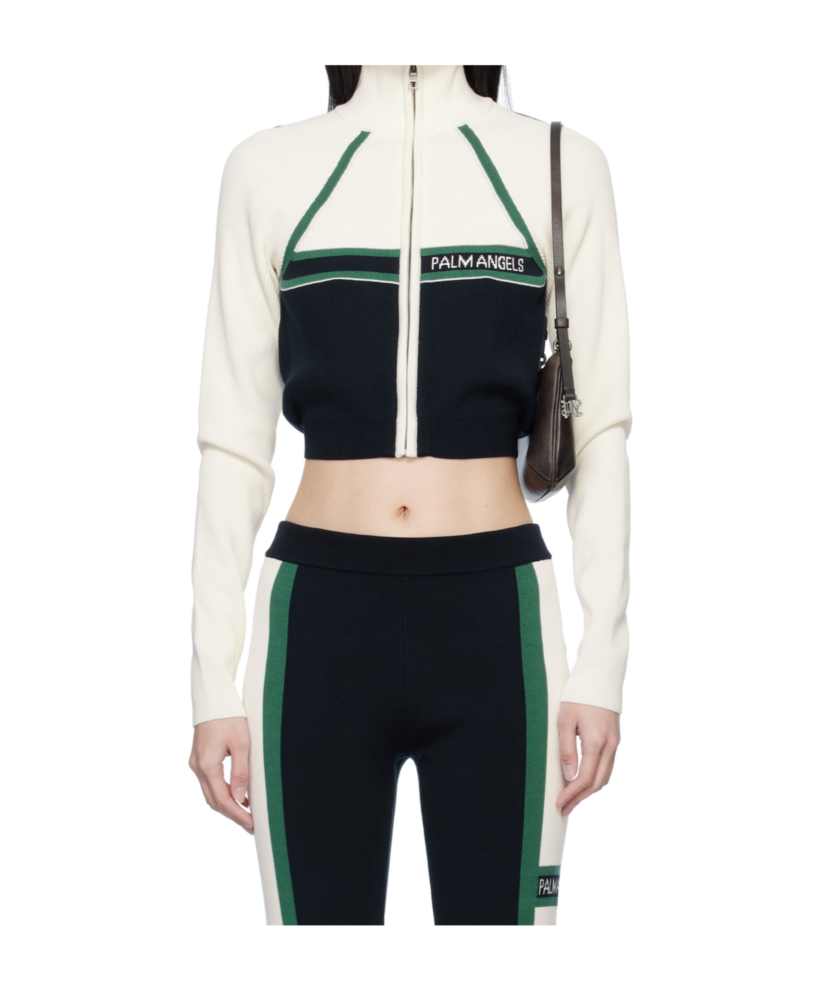 Palm Angels Long Sleeve Cropped Jacket In Black