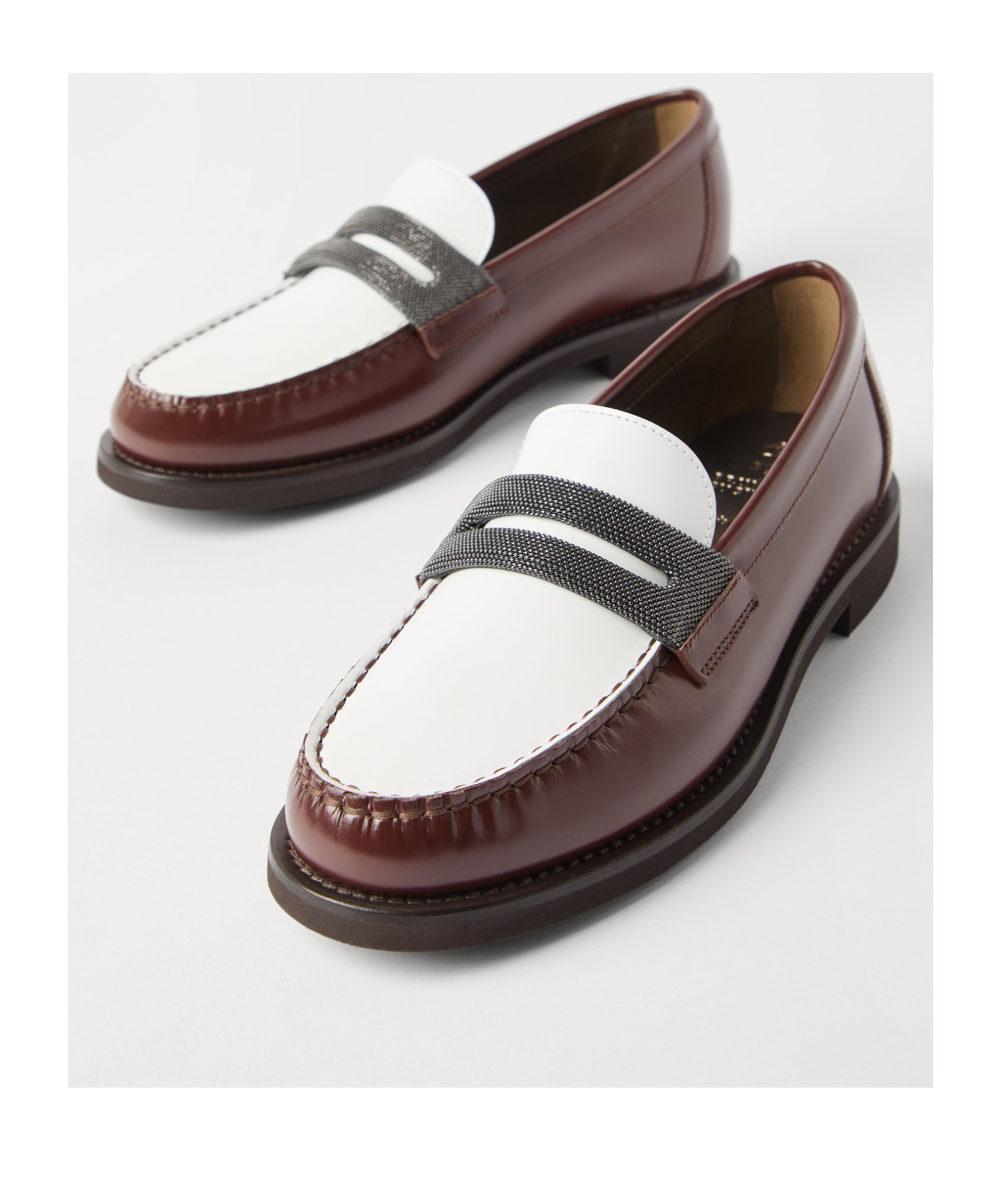 Brunello Cucinelli Leather Loafers In Multicolor