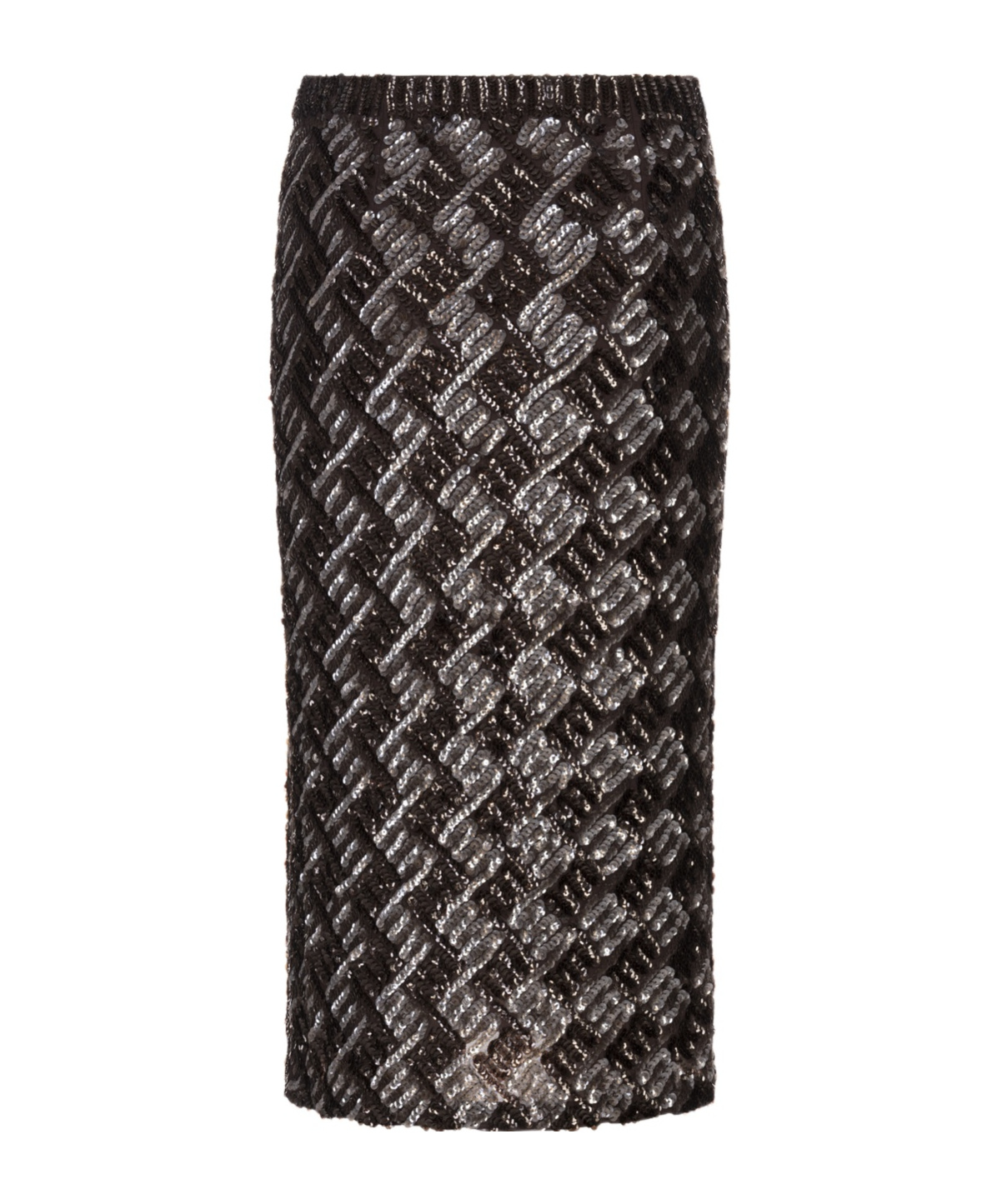 P.a.r.o.s.h Sequin Embellished Stretch Midi Skirt In Brown