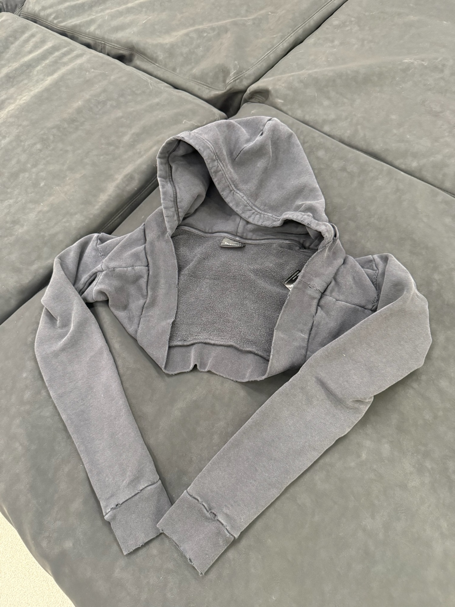 Balenciaga Long-sleeved Hooded Sweatshirt In Gray
