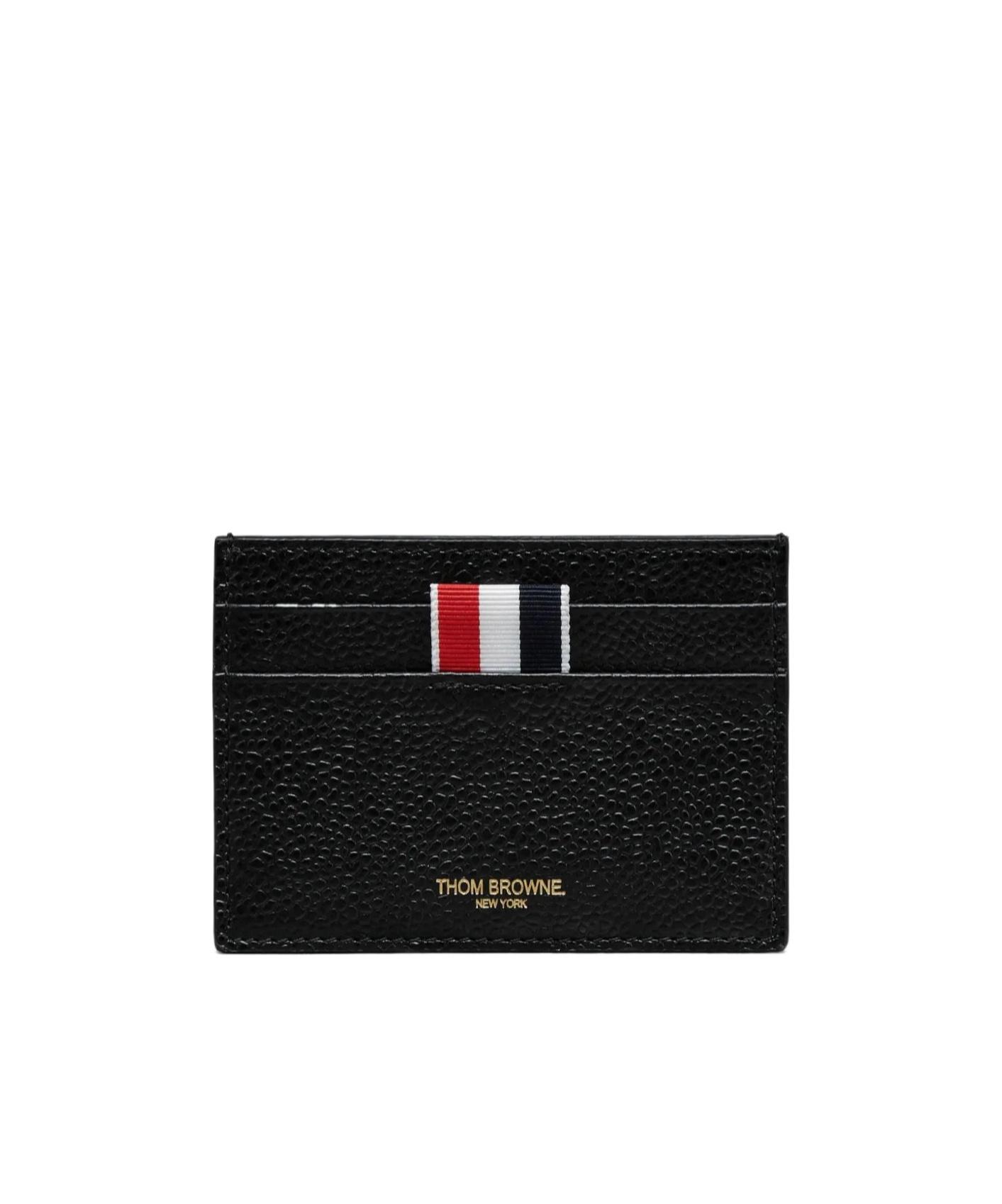 Thom Browne Embroidered Stripe Textured Card Holder In Black