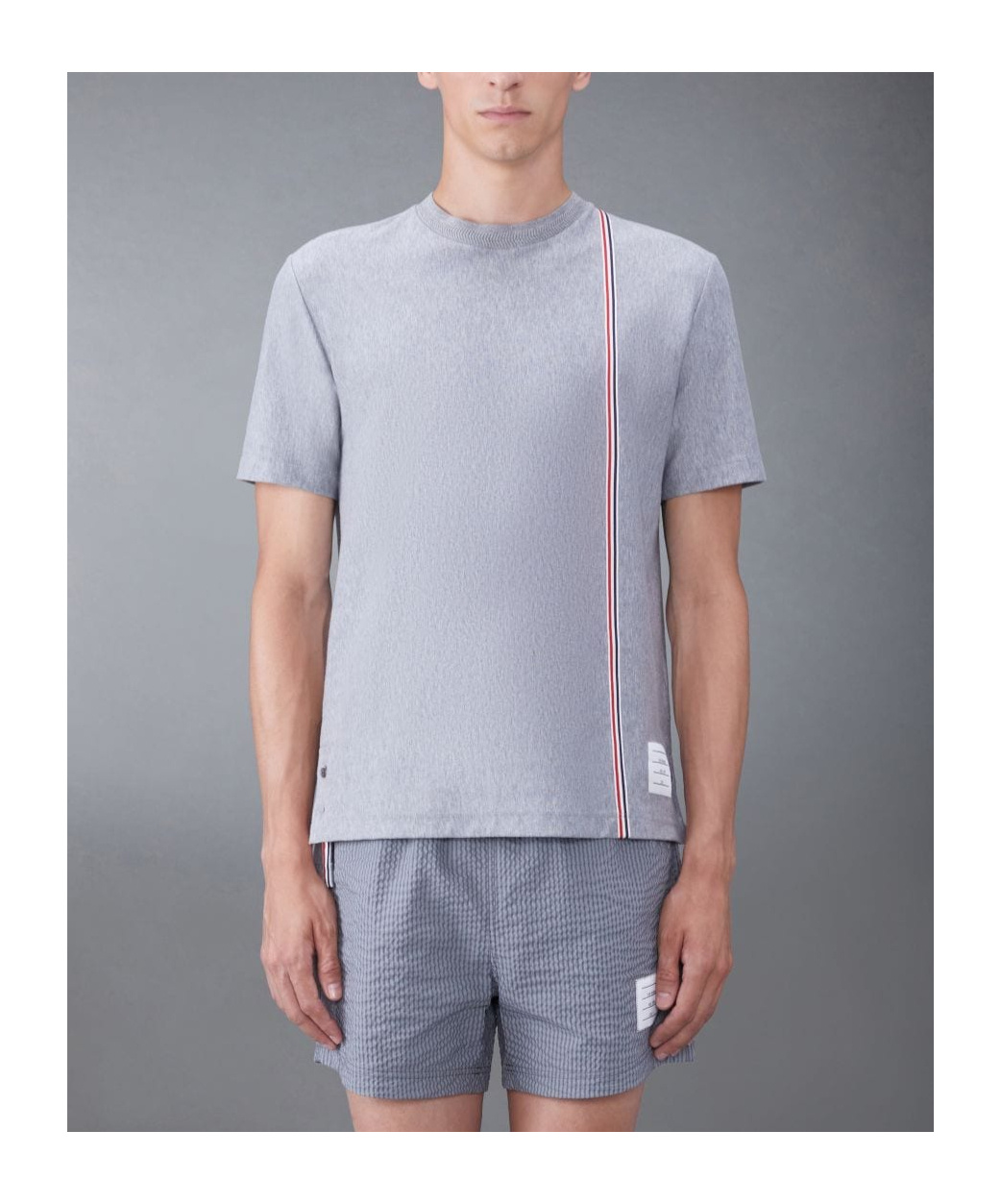 Thom Browne Grey Rwb Stripe-print Cotton T-shirt In White