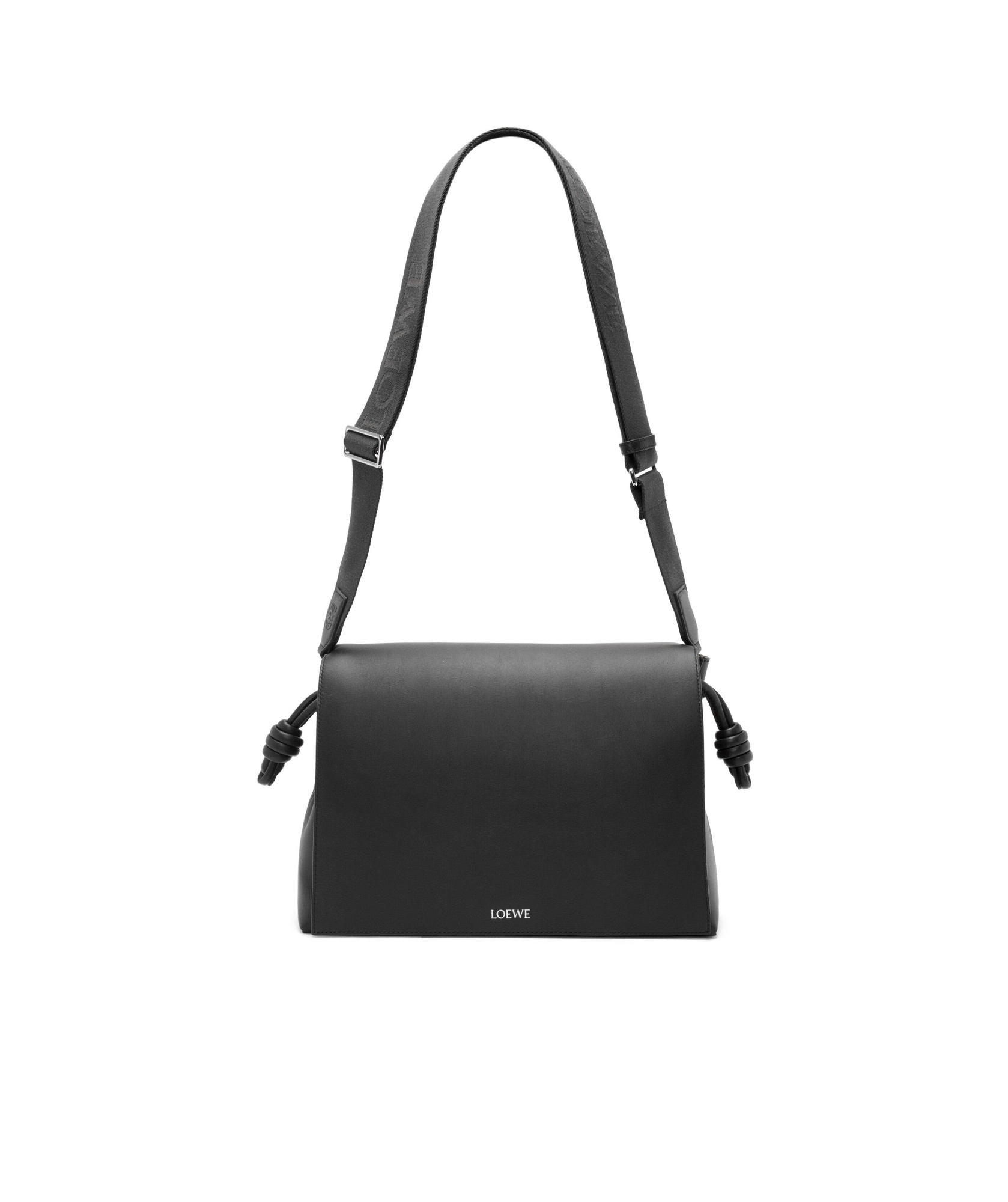 Loewe Flamenco Logo Printed Shoulder Bag In Black