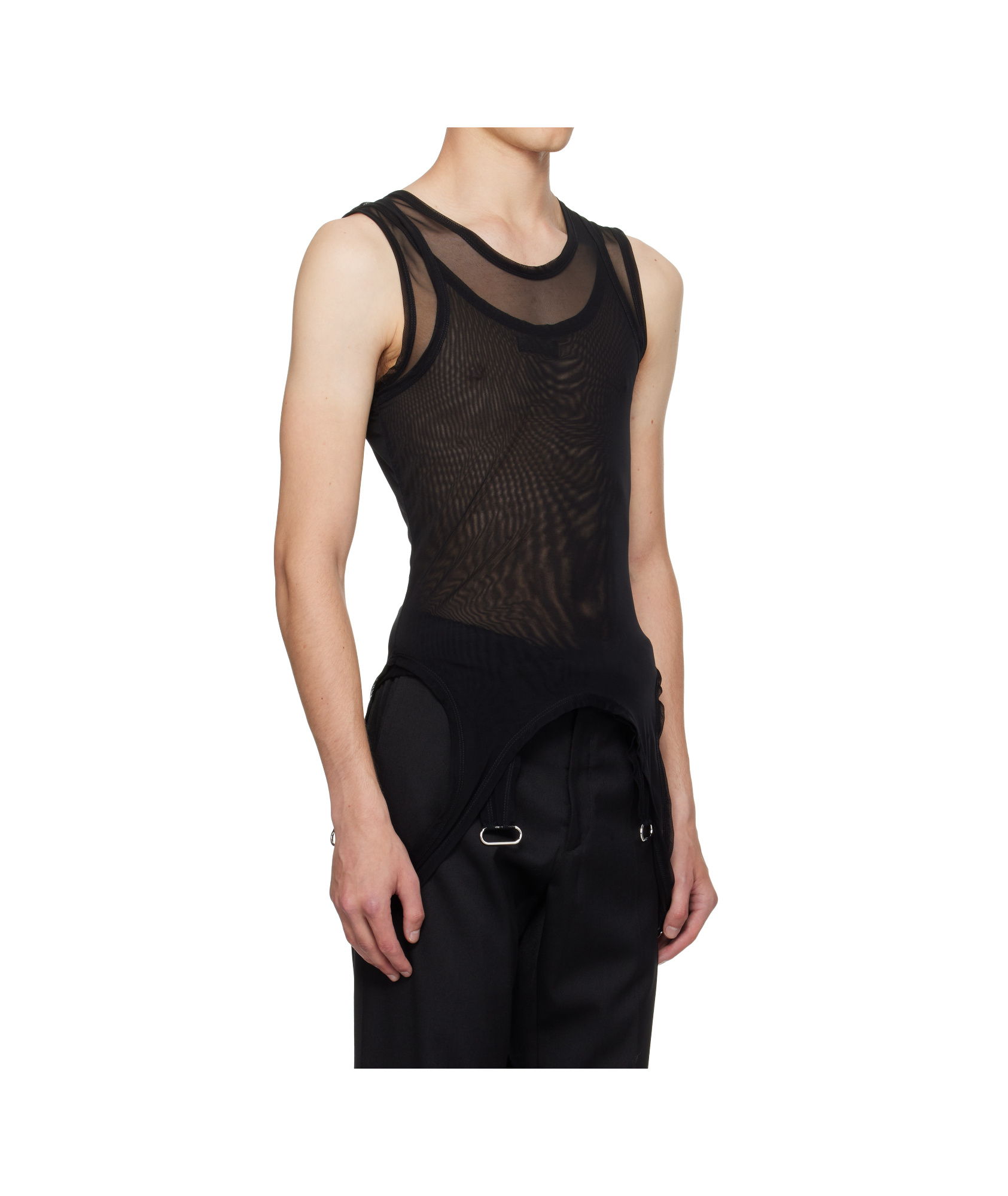 Mugler Transparent Stretch Vest In Black